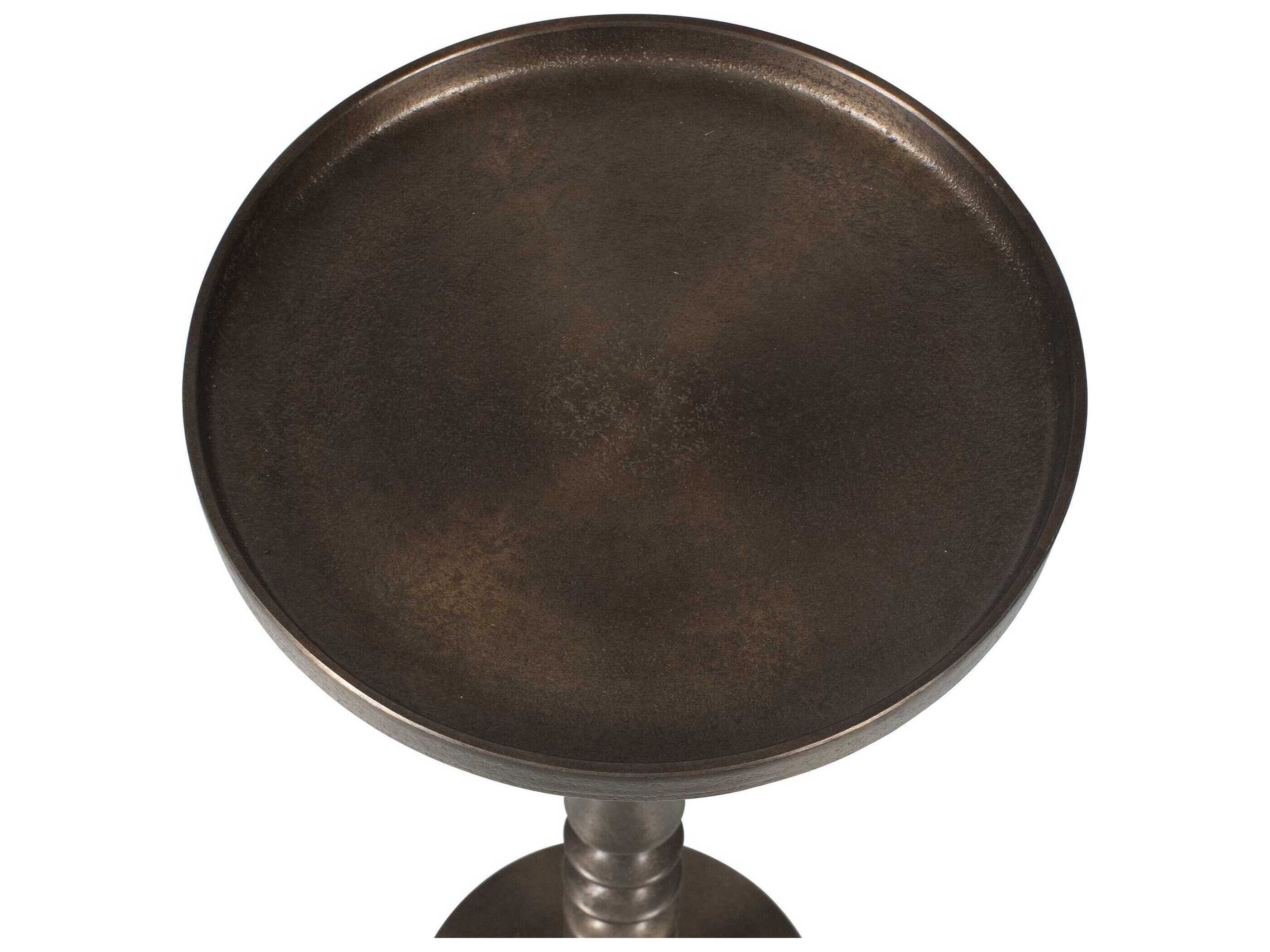 Luxecor Illumination Round Metal Bronze Antique End Table