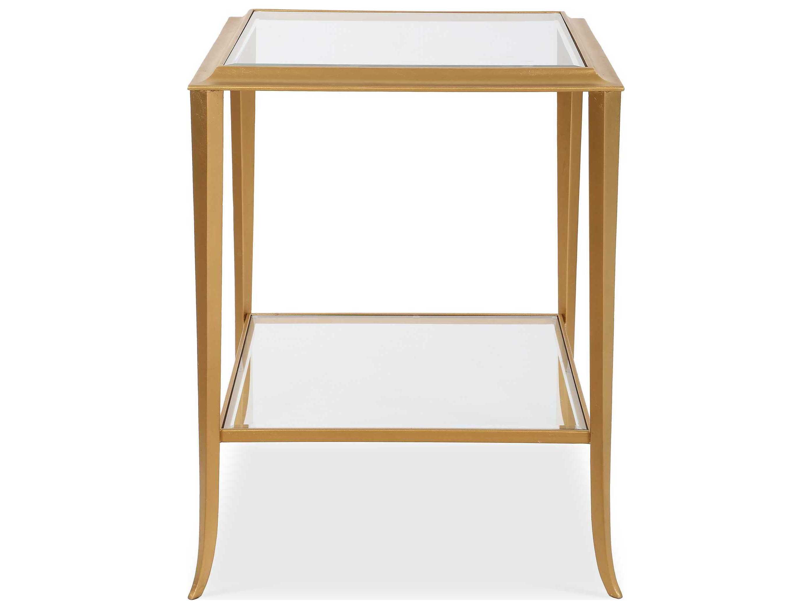 Luxecor Illumination Square Glass Gold Leaf End Table