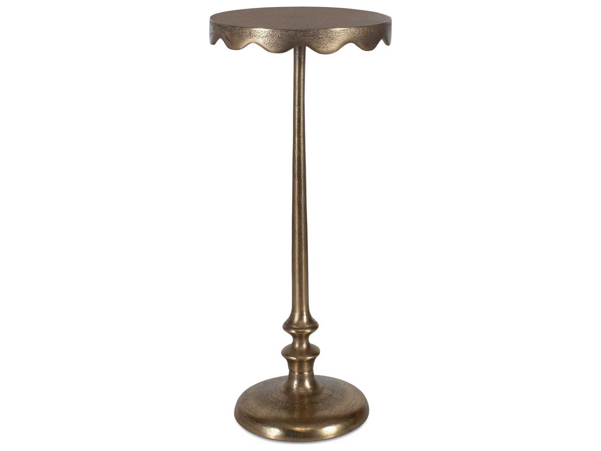 Luxecor Illumination Round Metal Brass Antique End Table