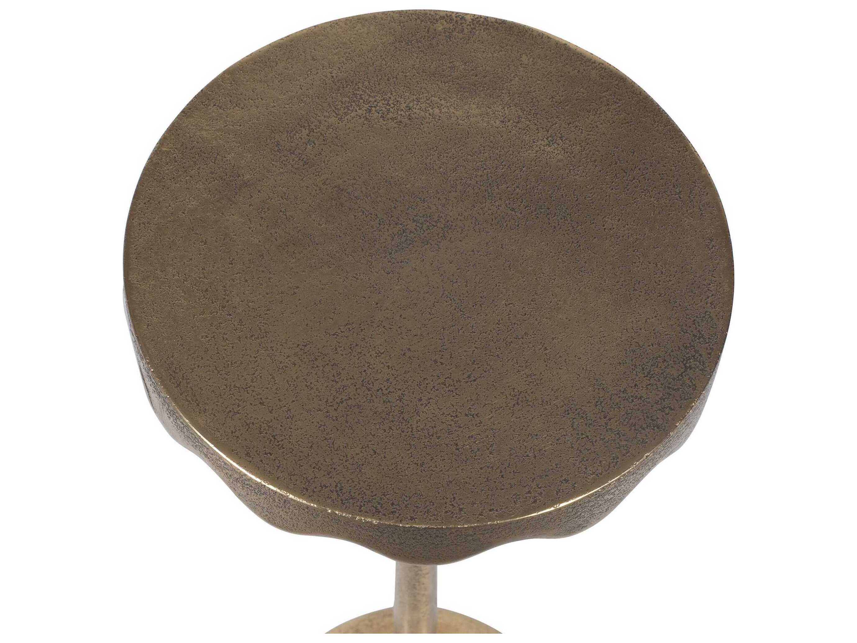Luxecor Illumination Round Metal Brass Antique End Table