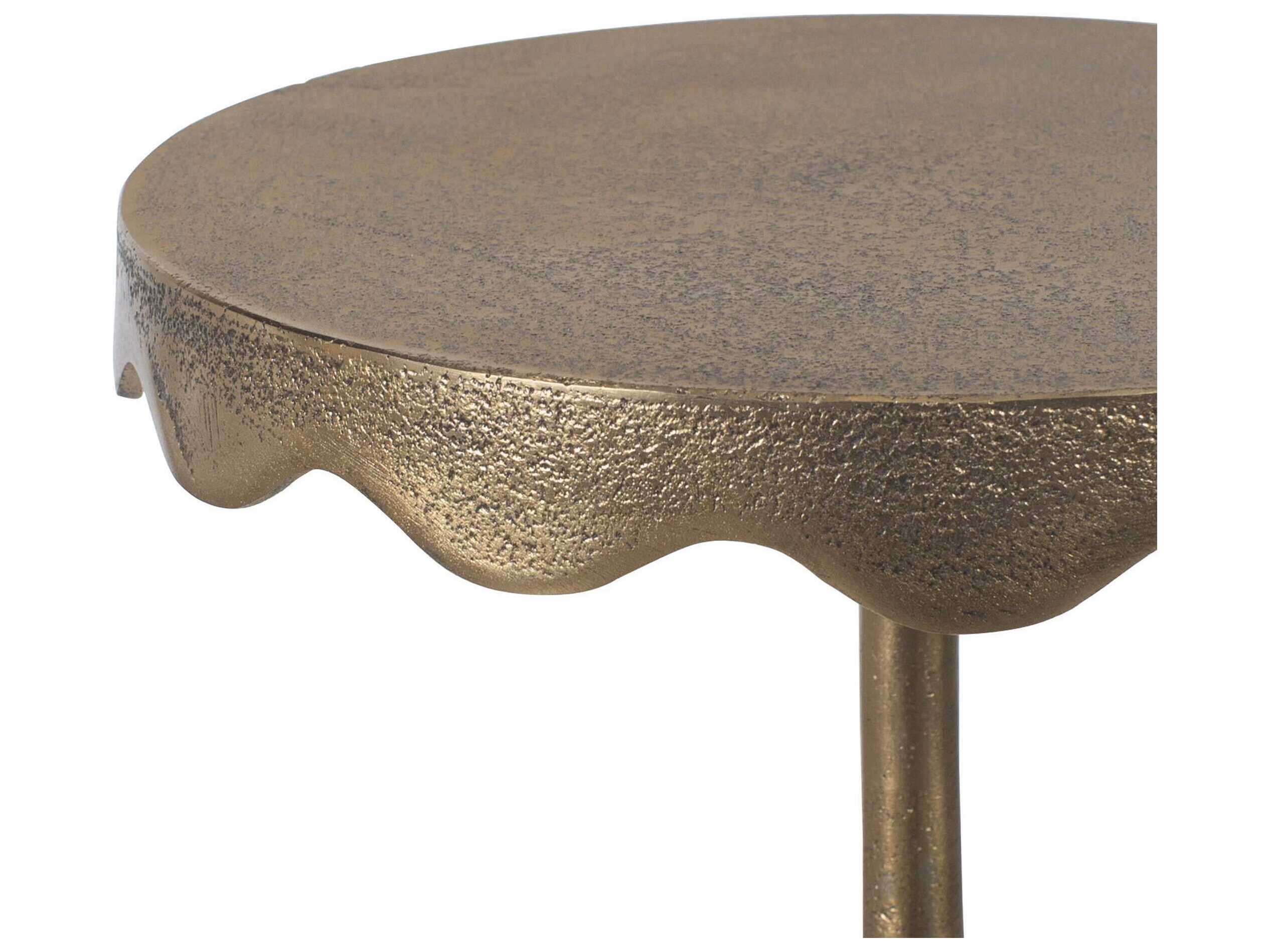 Luxecor Illumination Round Metal Brass Antique End Table