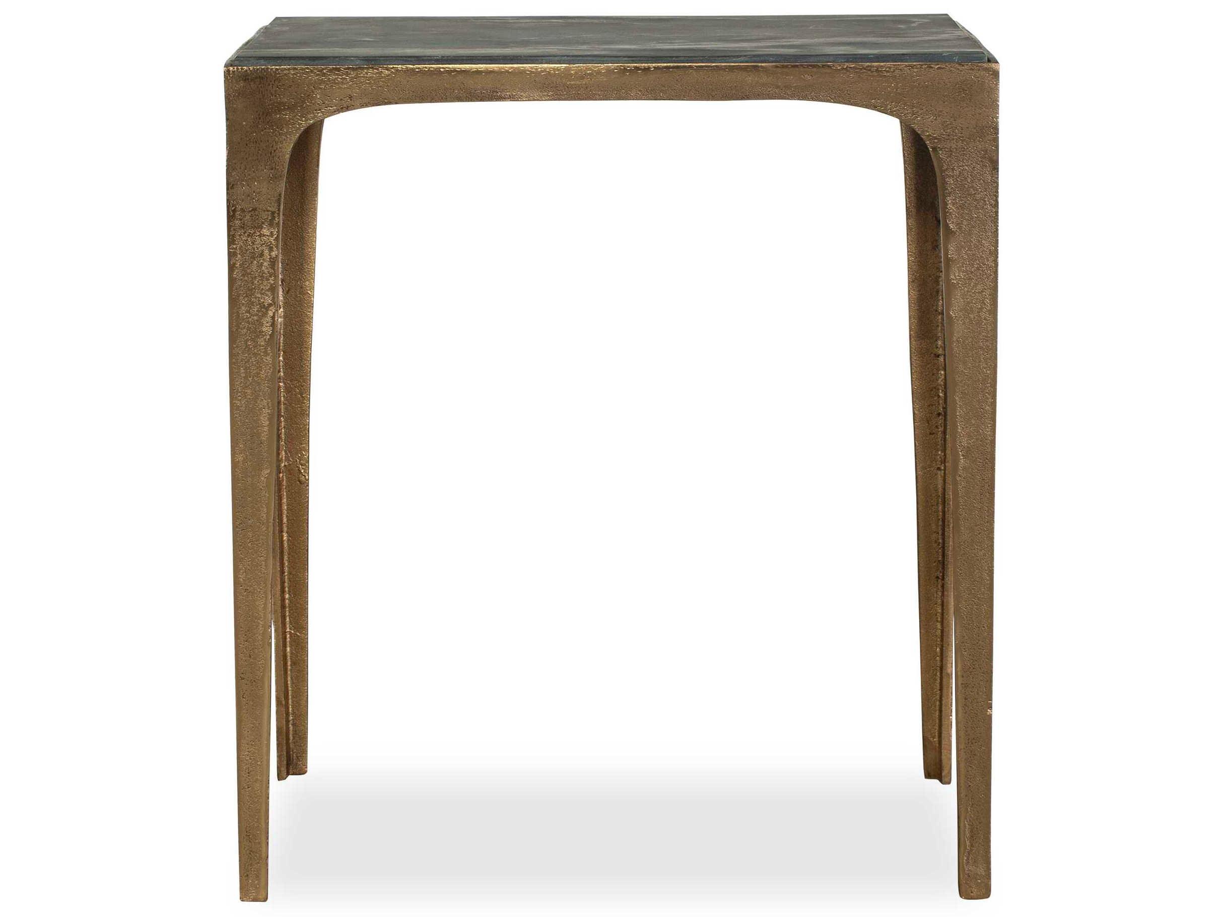 Luxecor Illumination Rectangular Marble Brass Antique Black End Table