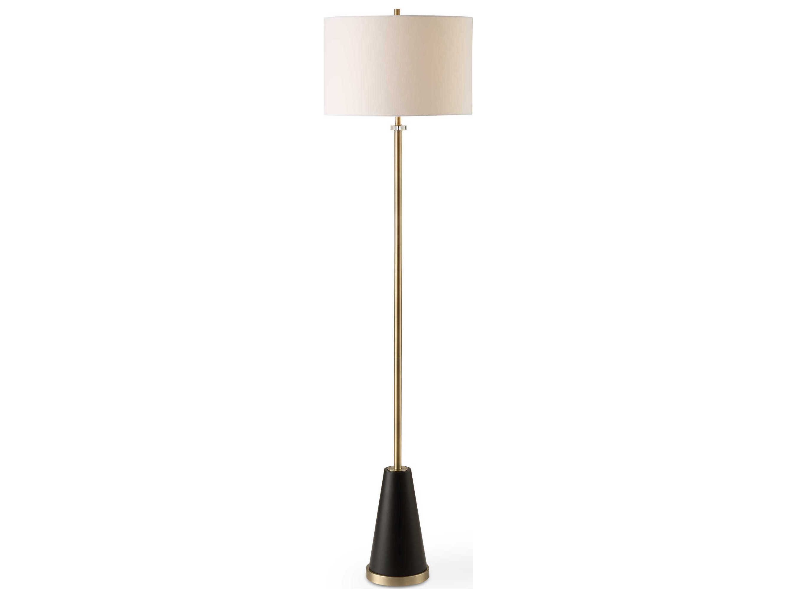 Luxecor Illumination Antique Brass Black Round Drum Hardback Shade Floor Lamp