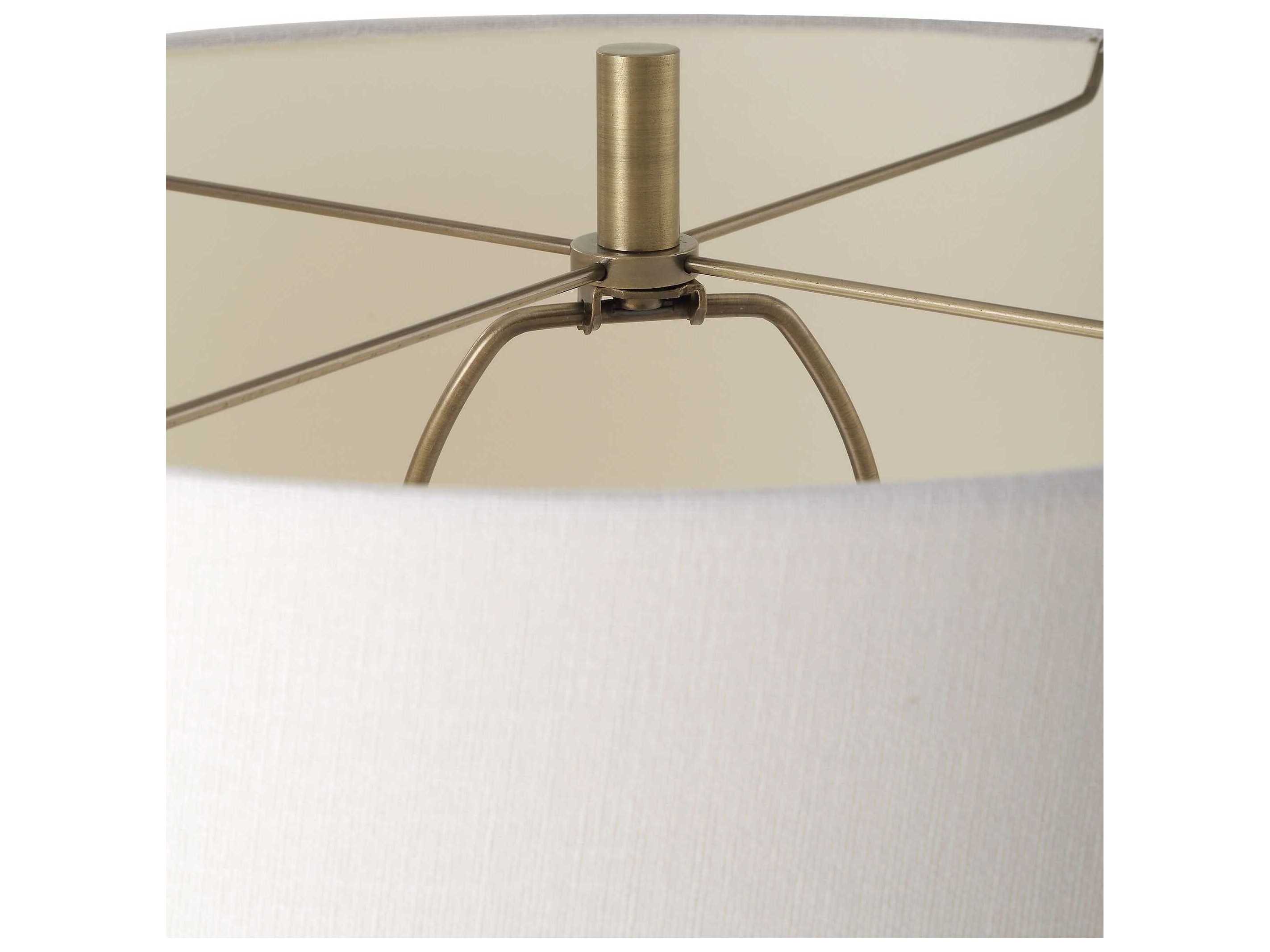 Luxecor Illumination Antique Brass Black Round Drum Hardback Shade Floor Lamp