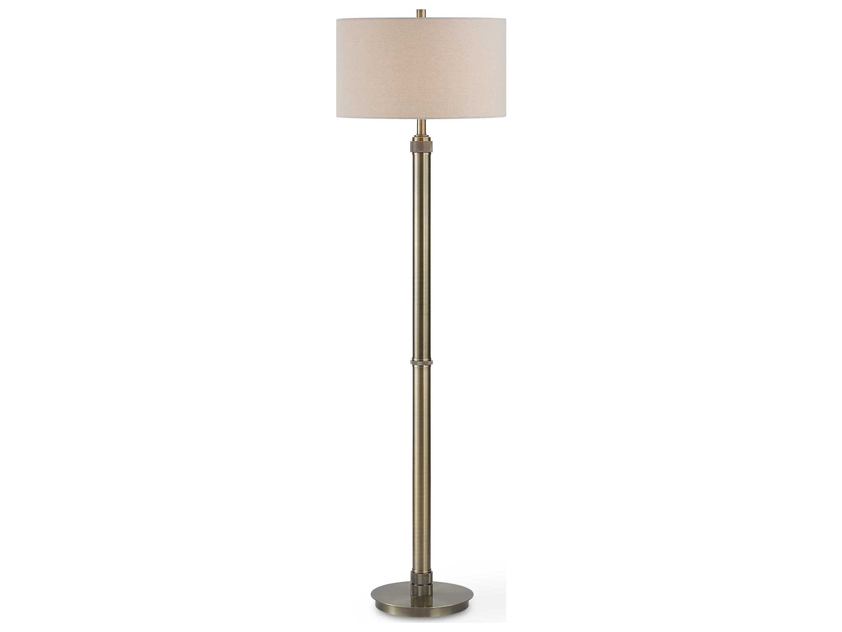 Luxecor Illumination Antique Brass Drum Hardback Shade Floor Lamp