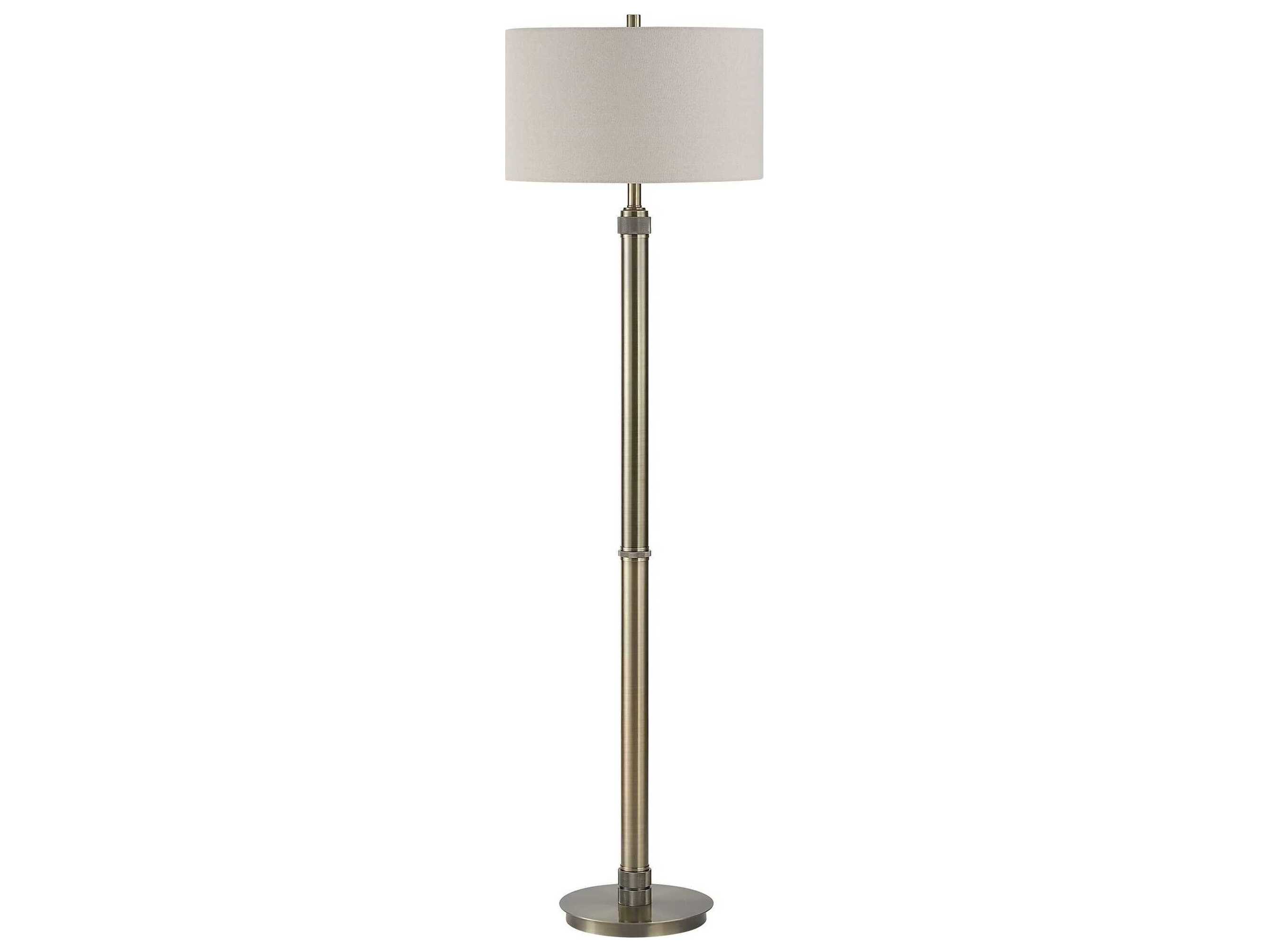 Luxecor Illumination Antique Brass Drum Hardback Shade Floor Lamp