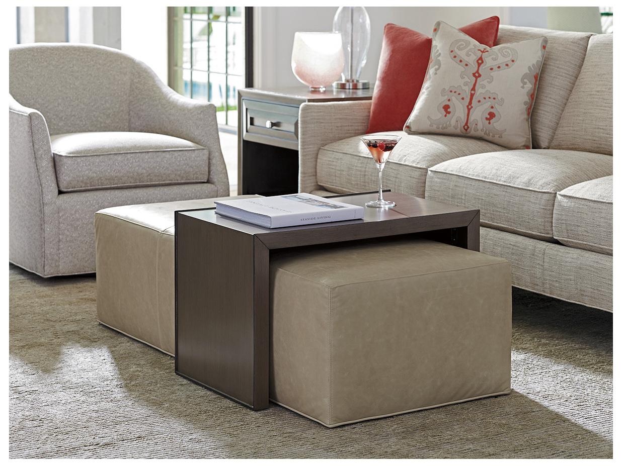 Lexington Ariana Savona Leather Cocktail Ottoman With Slide