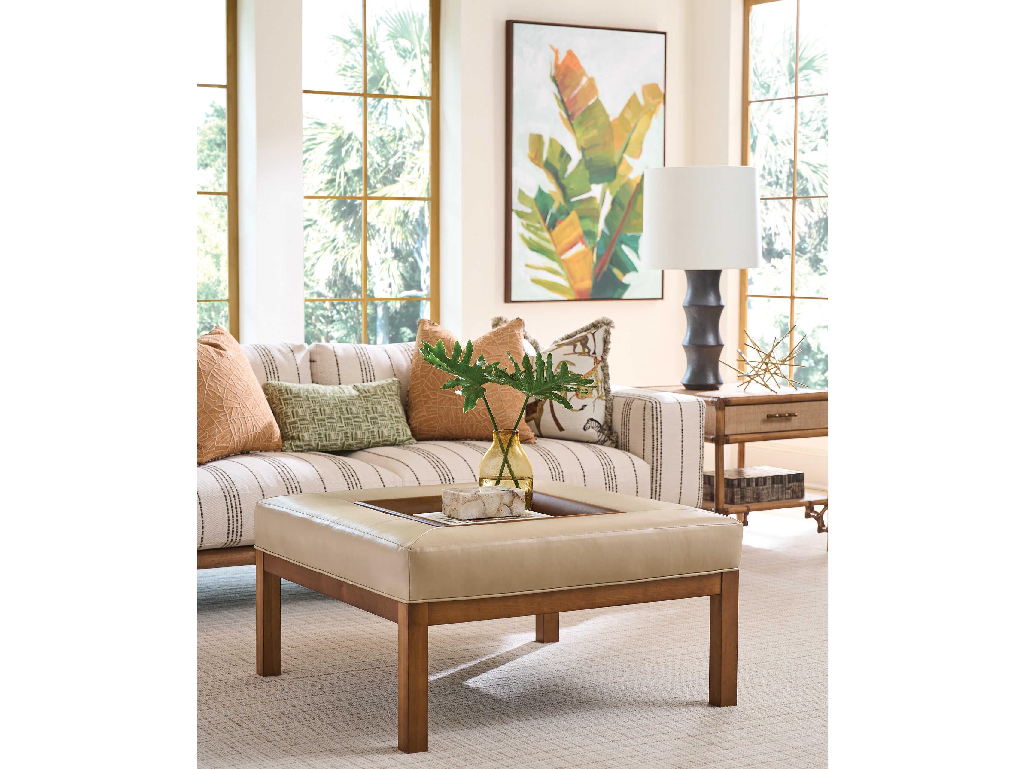 Lexington Leather Crandon Park Beige Ottoman