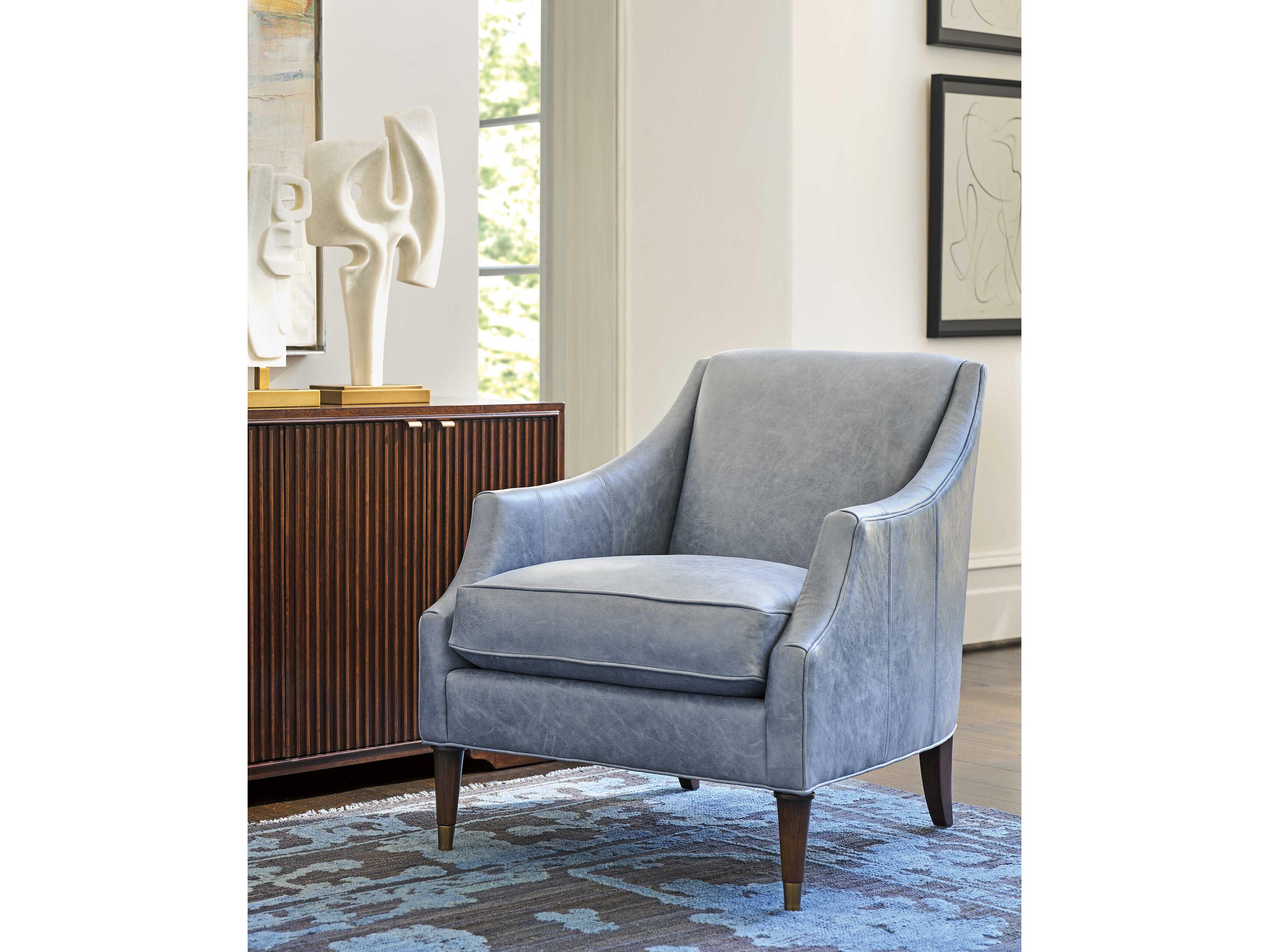Lexington Rendezvous Kerney Blue Leather Accent Chair 