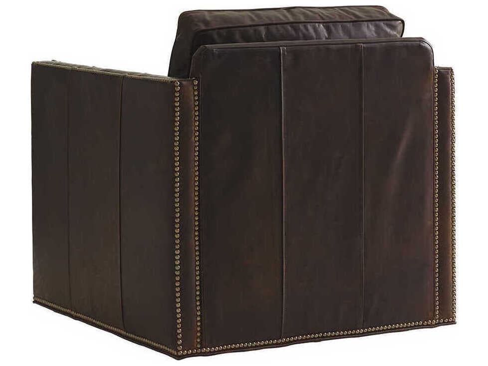 Lexington Hinsdale Swivel Brown Leather Accent Chair