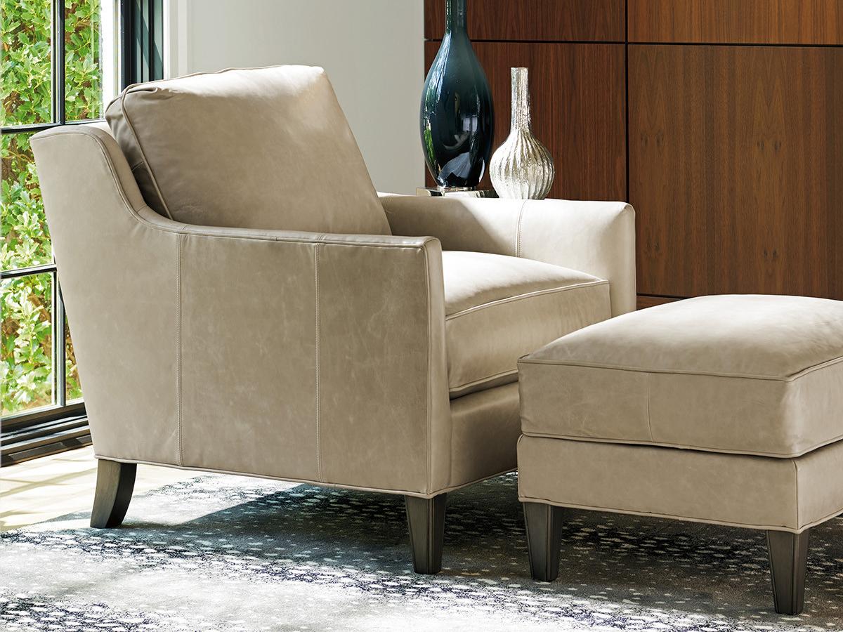 Lexington Ariana Misty Leather Ottoman