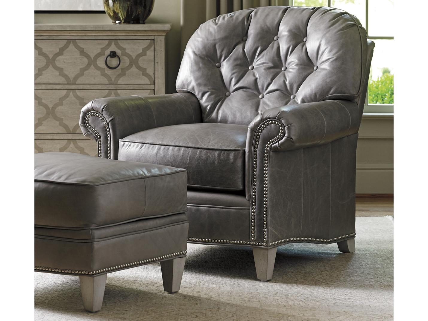 Lexington Oyster Bay Millstone Leather Ottoman