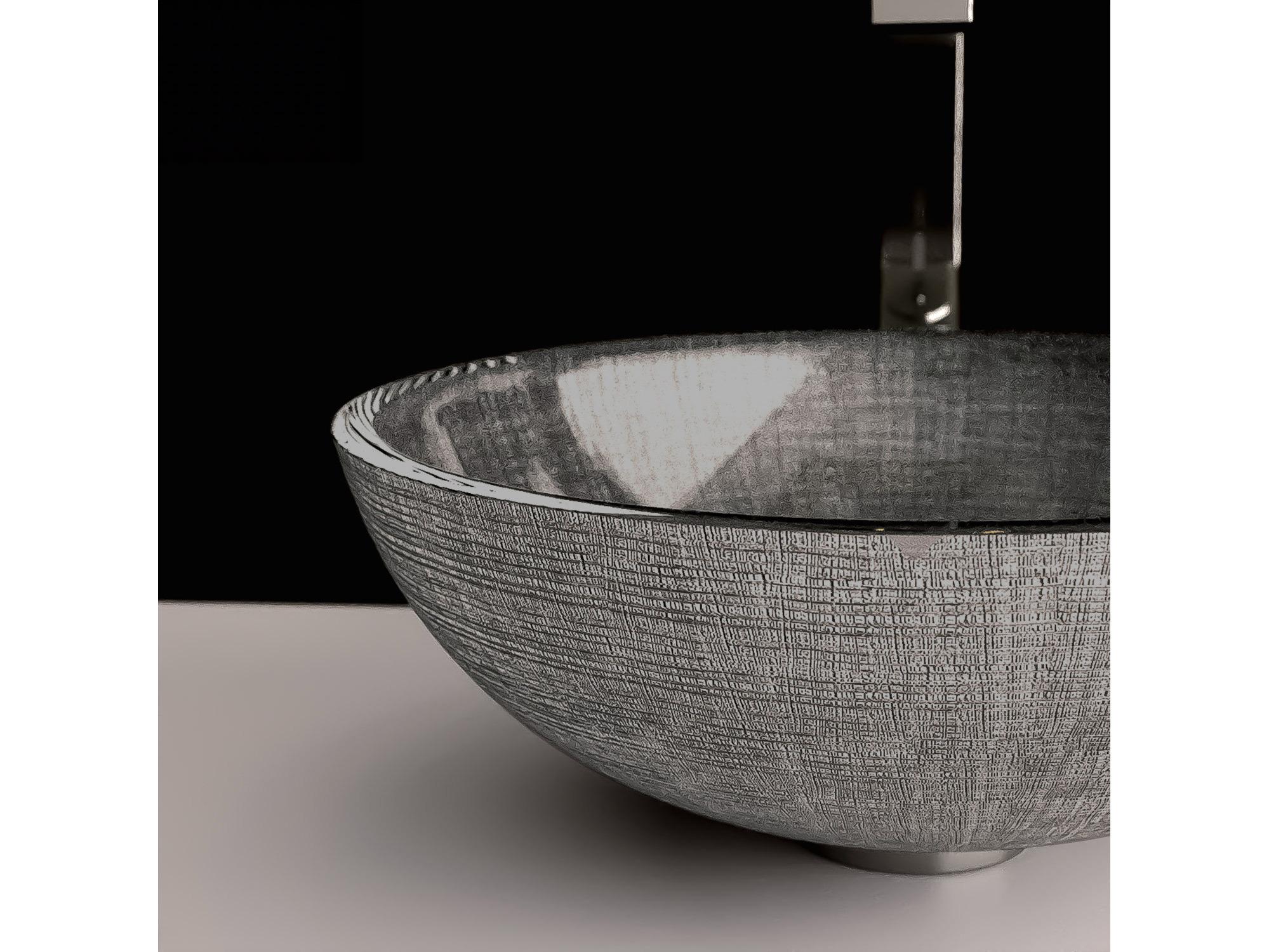 Maestro BathZaffirina Glass Vessel Sink  Silver And Black