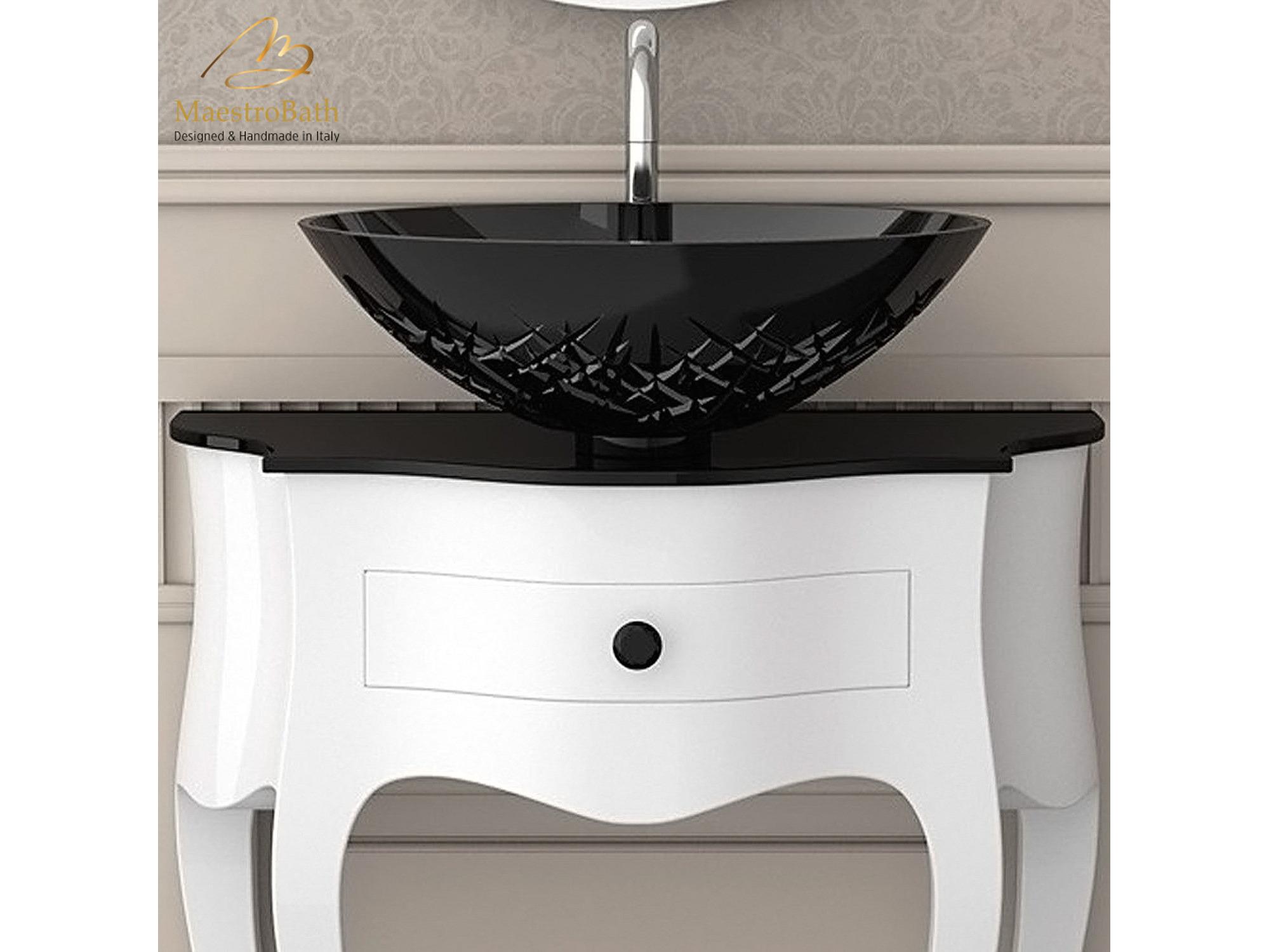 Maestro BathGemmarosa Modern Black Crystal Vessel Sink