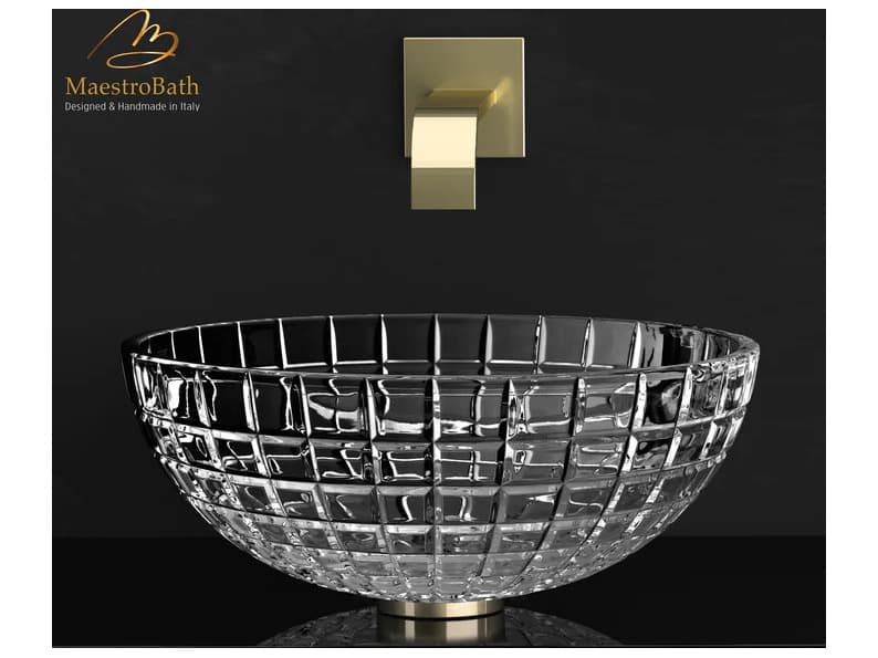 Maestro BathLuxor Round Transparent Crystal Vessel Sink