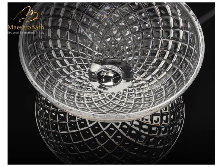 Maestro BathDiamante Crystal Drop Round Transparent Vessel Sink