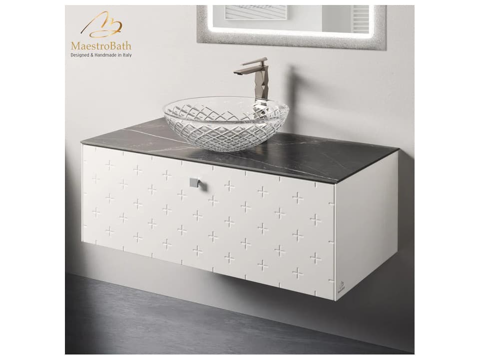 Maestro BathDiamante Crystal Drop Round Transparent Vessel Sink