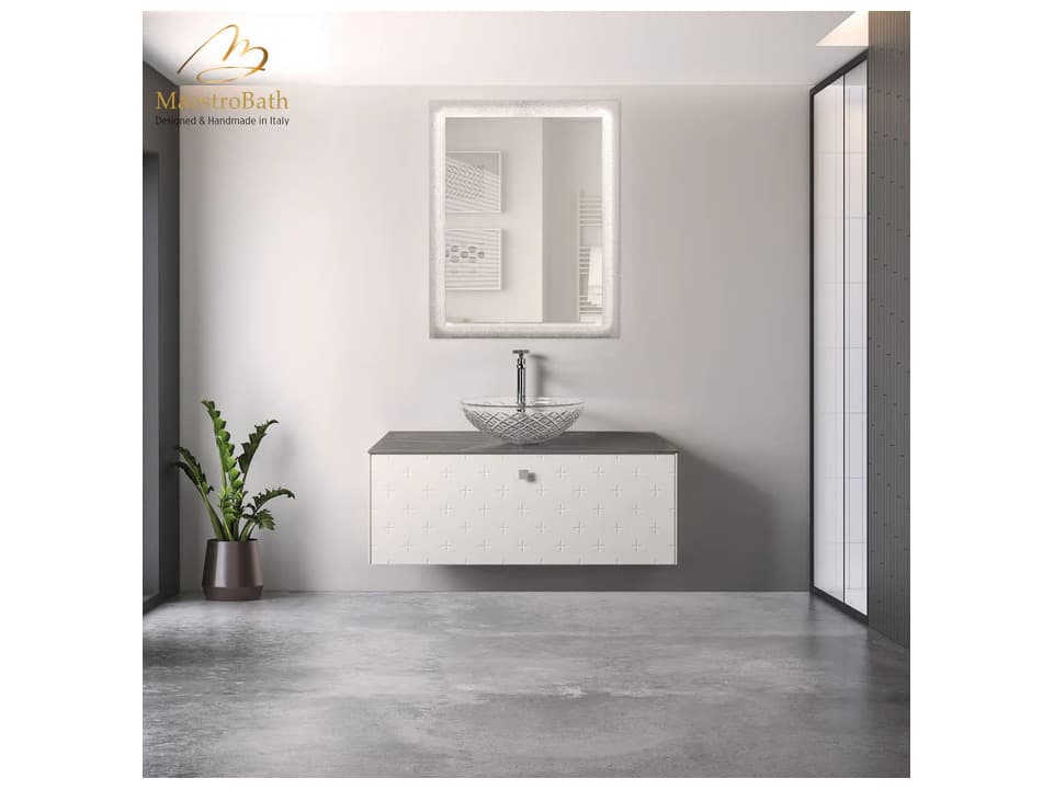 Maestro BathDiamante Crystal Drop Round Transparent Vessel Sink