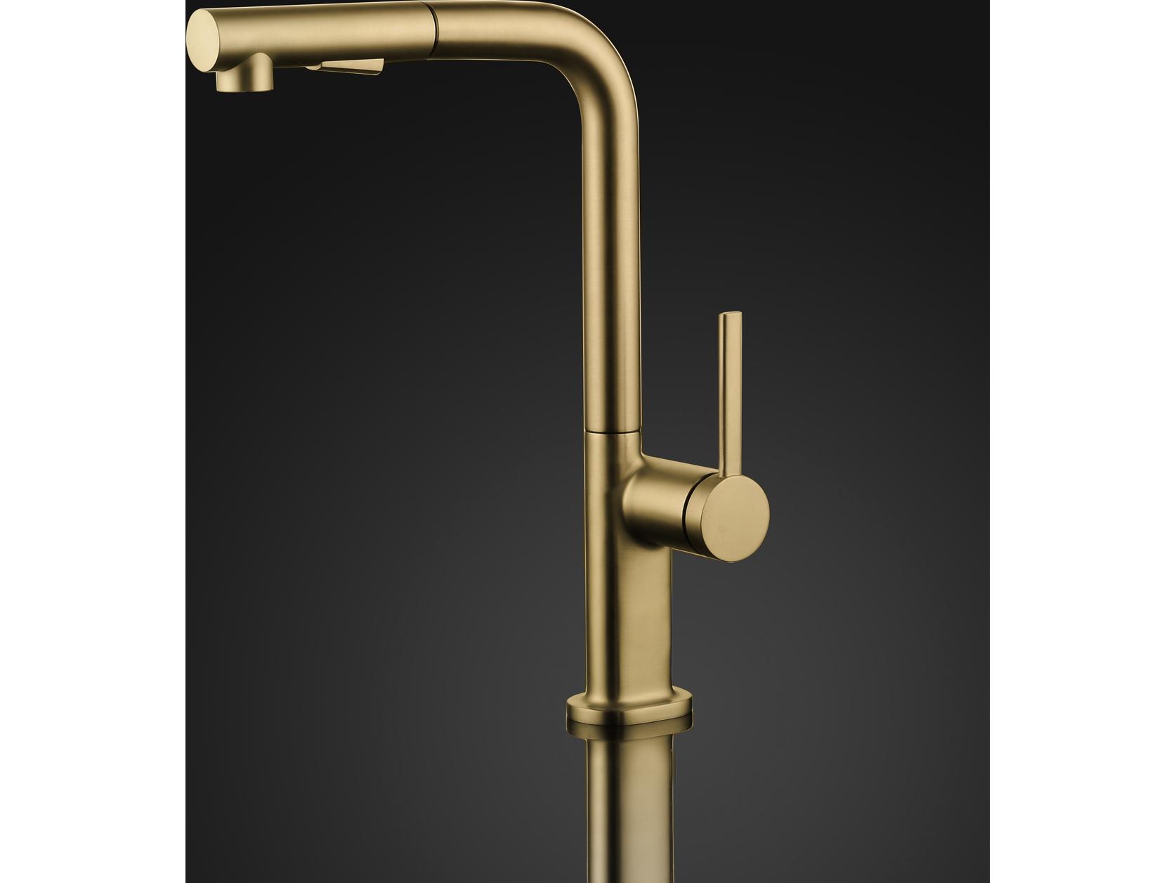 Maestro BathMeraviglia Modern Kitchen Faucet with 2 Jets  Brushed Gold