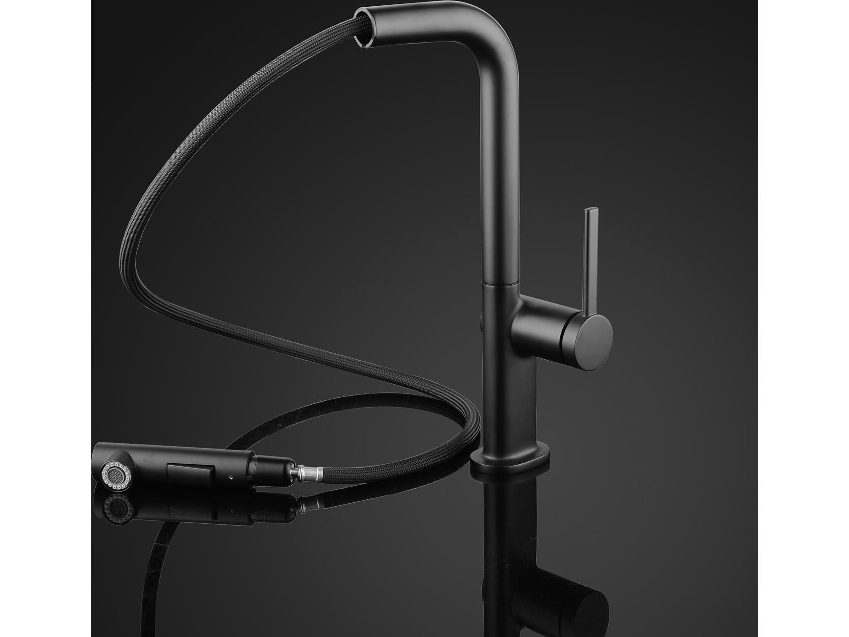 Maestro BathMeraviglia Modern Kitchen Faucet with 2 Jets  Black