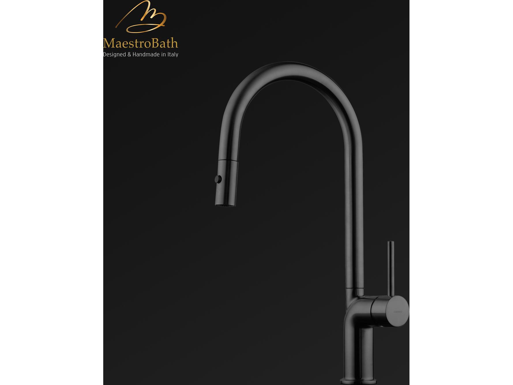 Maestro BathAuristella Modern Kitchen Faucet with 2 Jets  Black