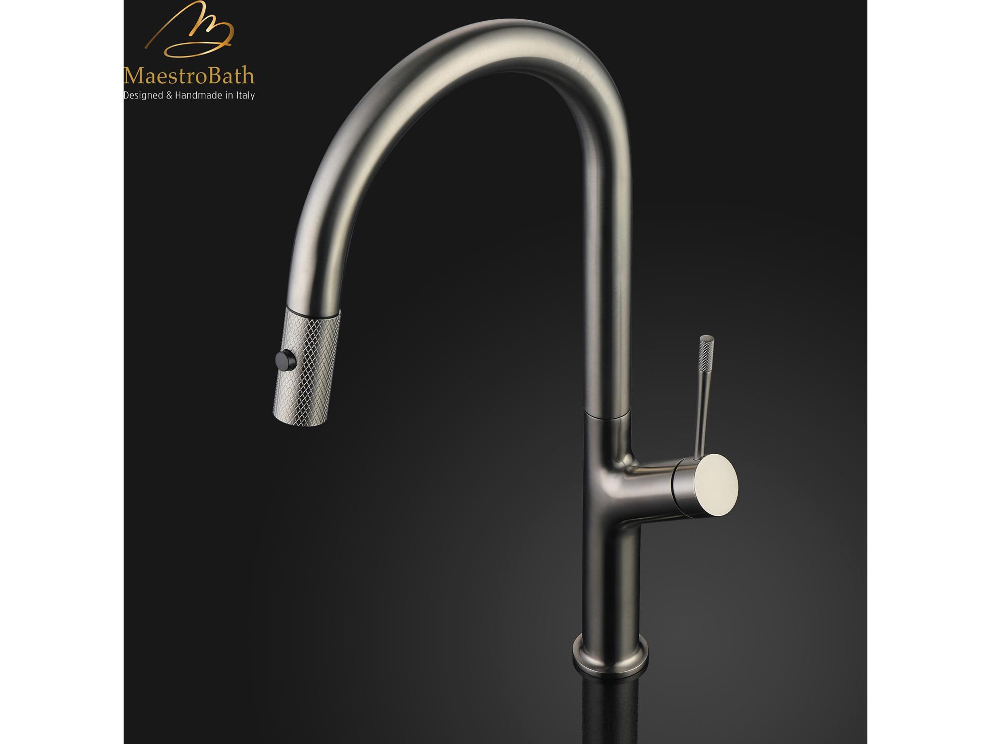 Maestro BathAuristella Modern Kitchen Faucet with 2 Jets  Brushed Nickel