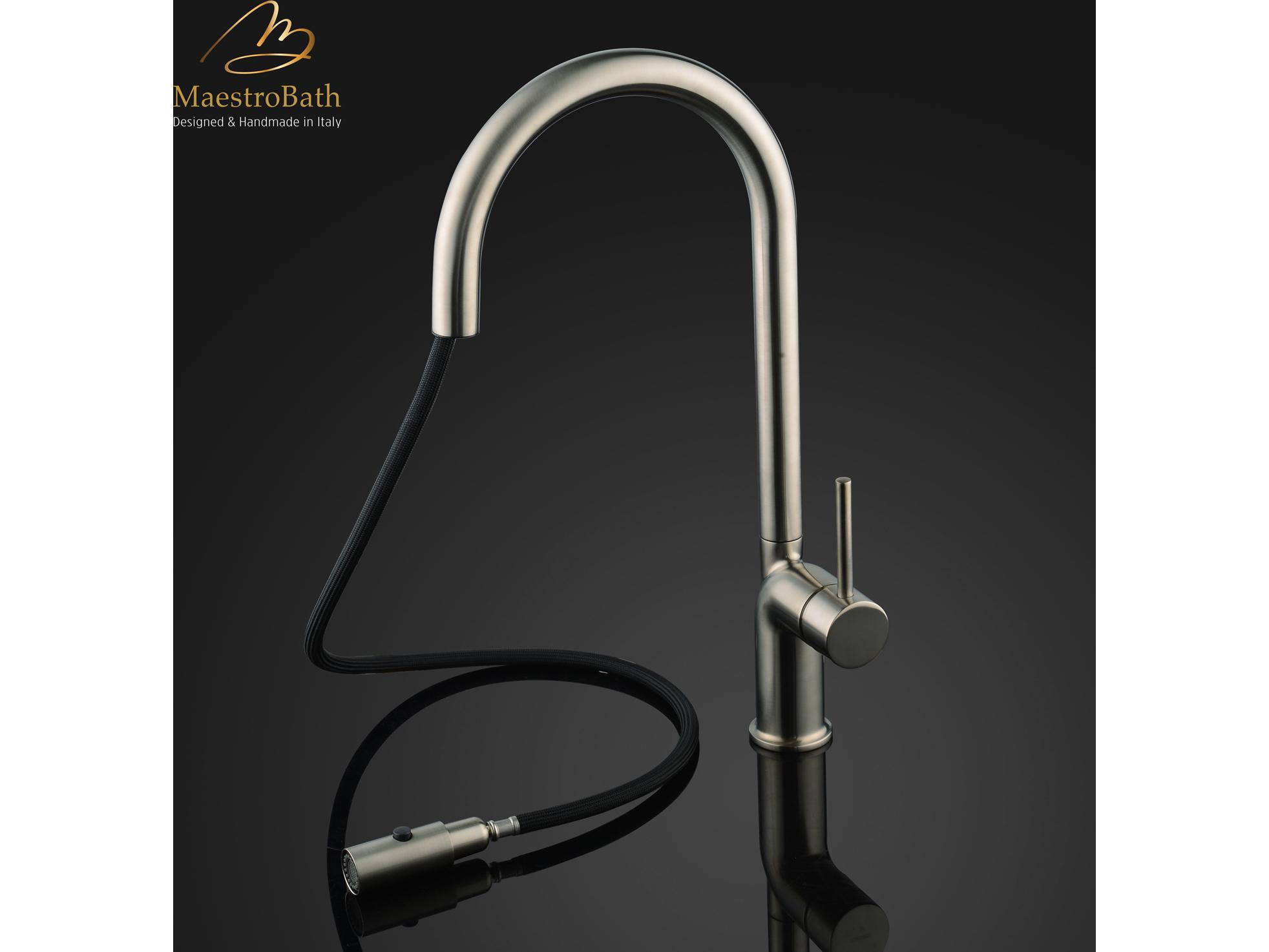 Maestro BathAuristella Modern Kitchen Faucet with 2 Jets  Brushed Nickel