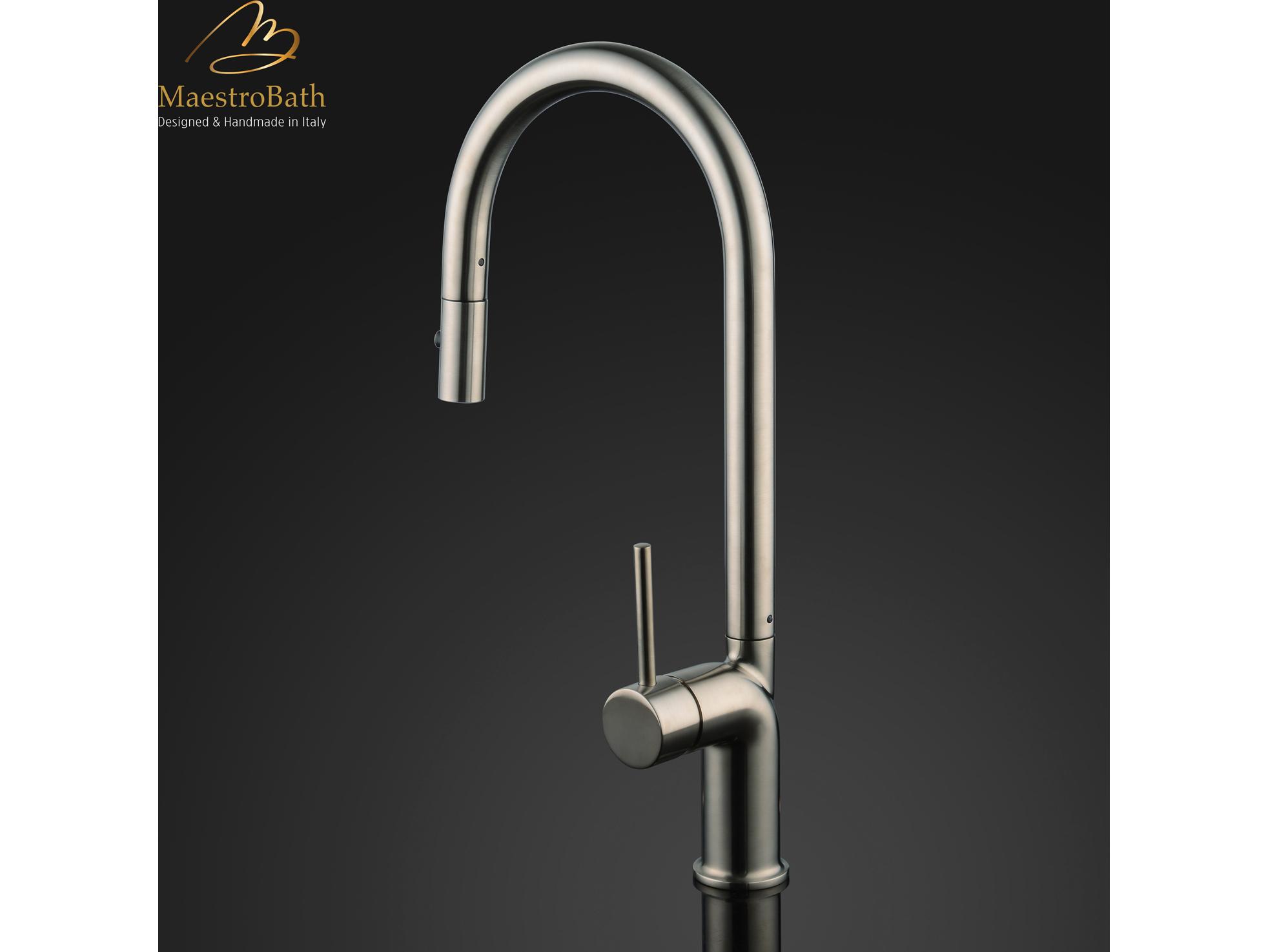 Maestro BathAuristella Modern Kitchen Faucet with 2 Jets  Brushed Nickel