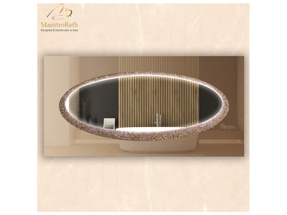 Maestro BathSfera Luxury Crystal Double Vanity Mirror 63" X 32"