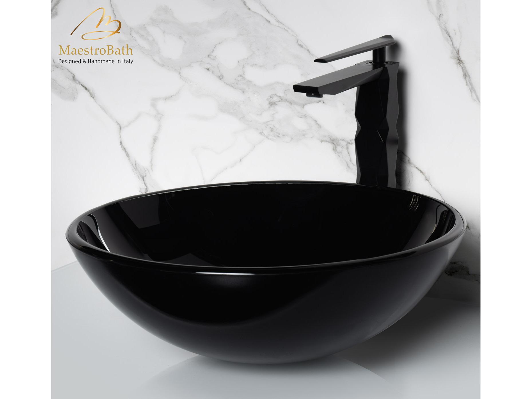 Maestro BathXilofora Round Crystal Bathroom Sink  Black