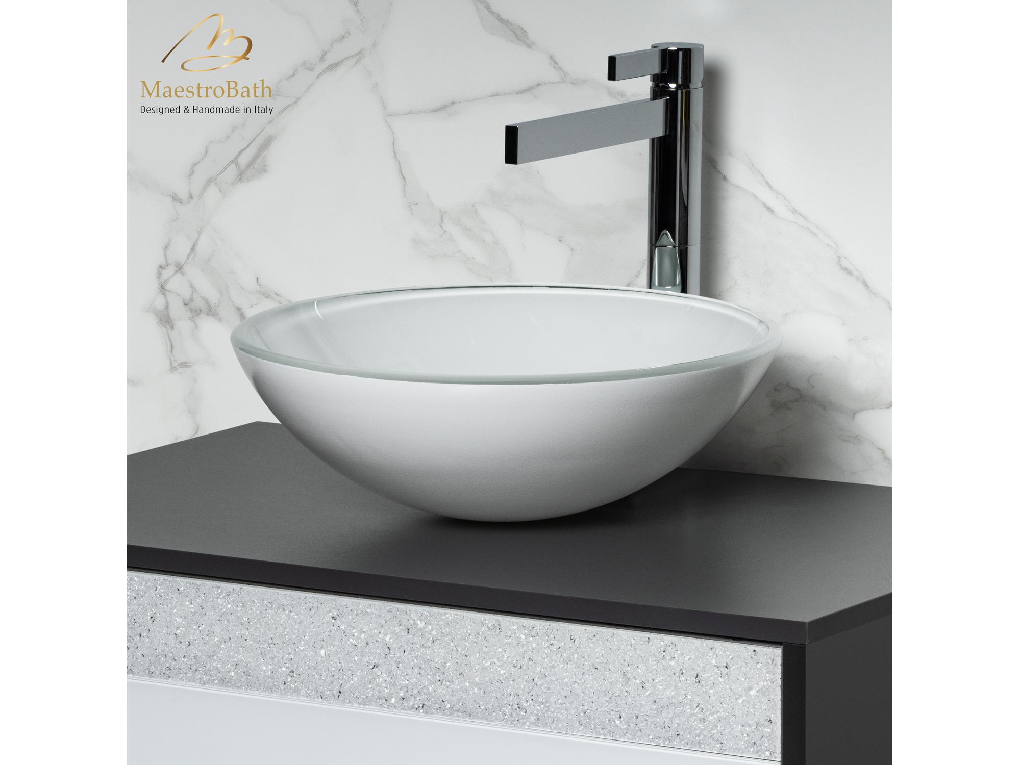 Maestro BathXilofora Round Crystal Bathroom Sink  White