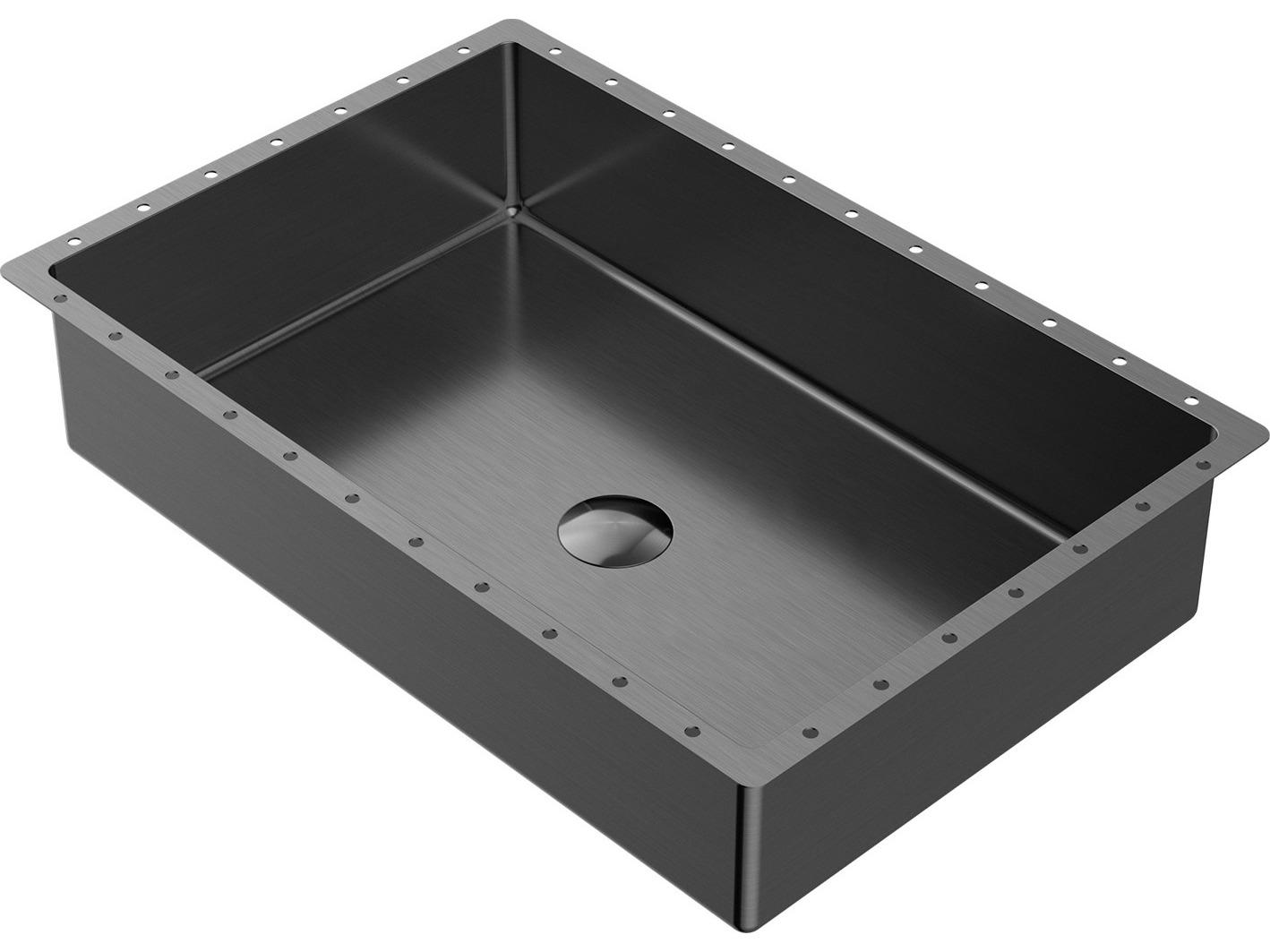 Maestro BathUnicorno Modern Rectangular Under-Mount Sink  Gun Metal