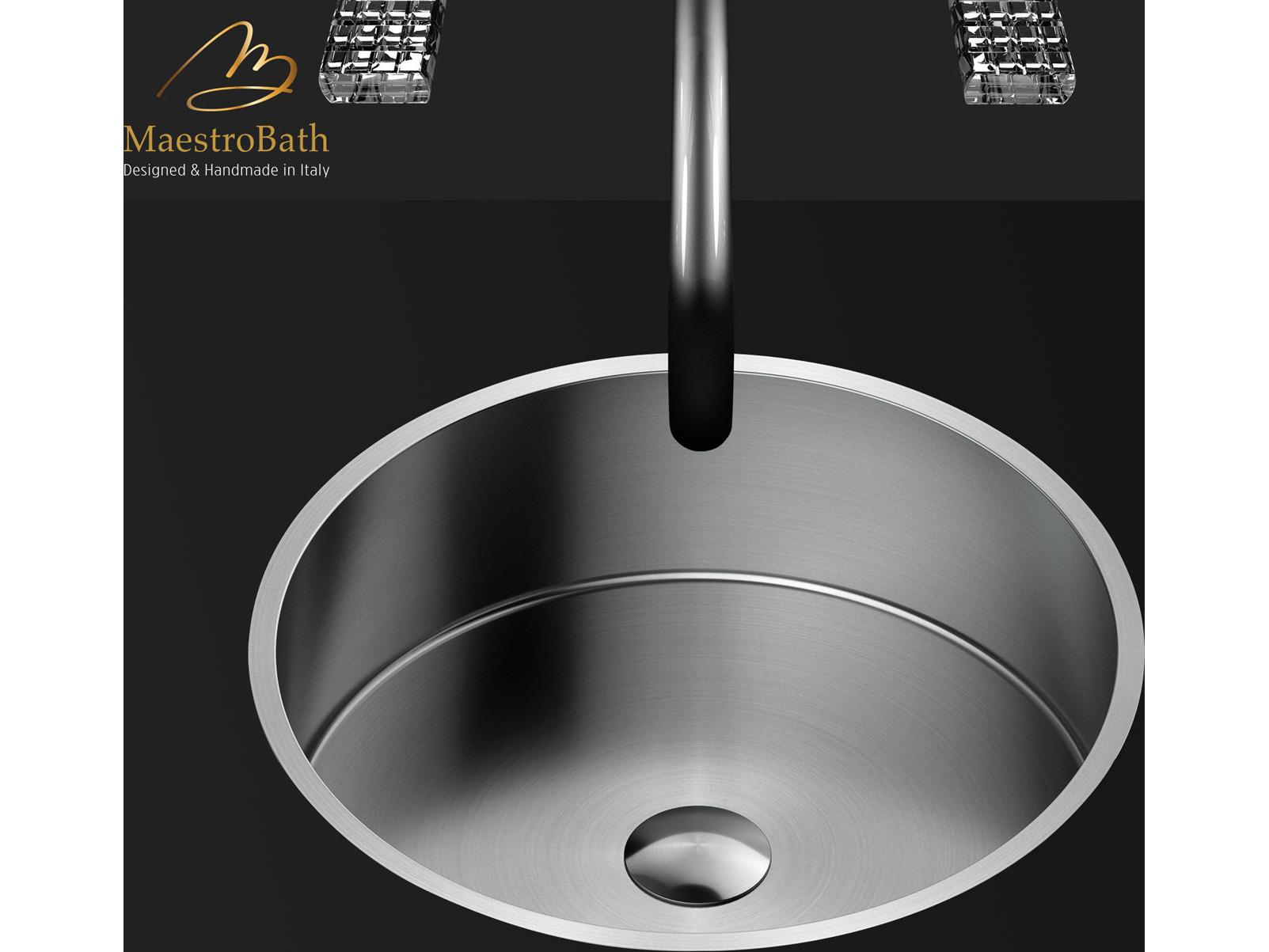 Maestro BathBelladonna Modern Round Under-Mount Sink  Brushed Silver