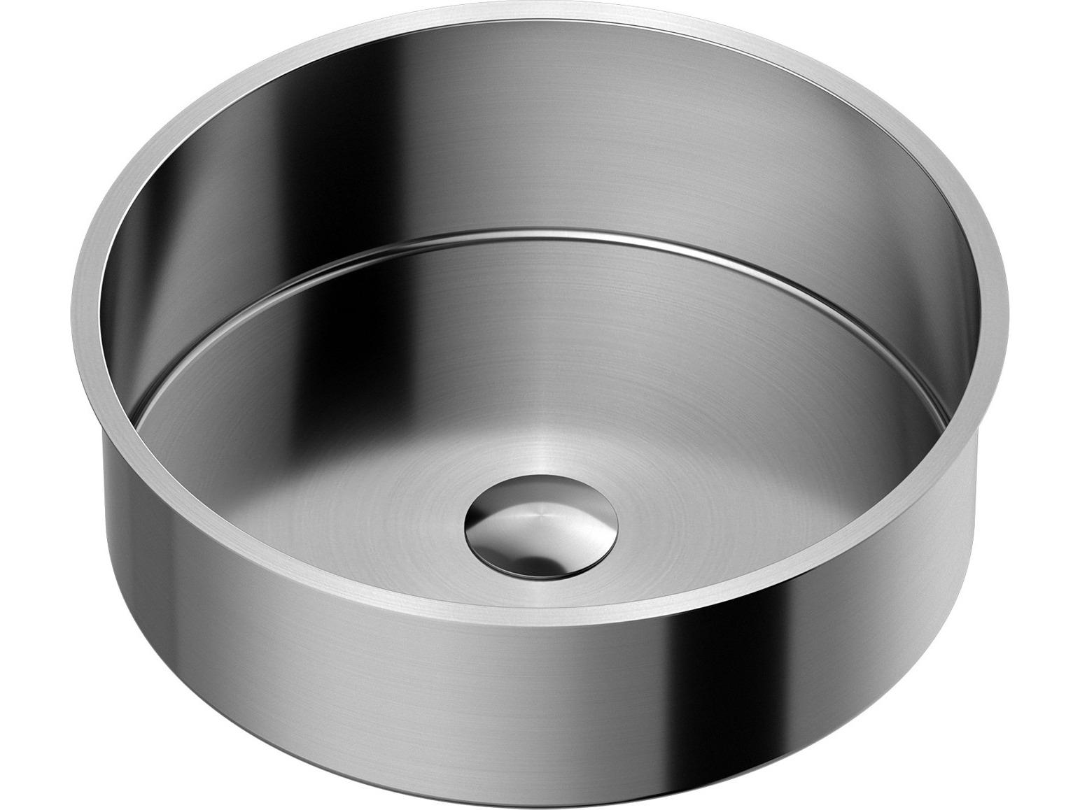 Maestro BathBelladonna Modern Round Under-Mount Sink  Brushed Silver
