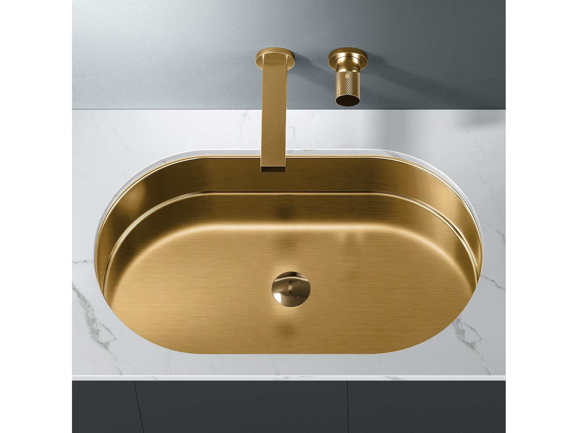 Maestro BathIllustra Modern Oval Under-Mount Sink  Brushed Gold