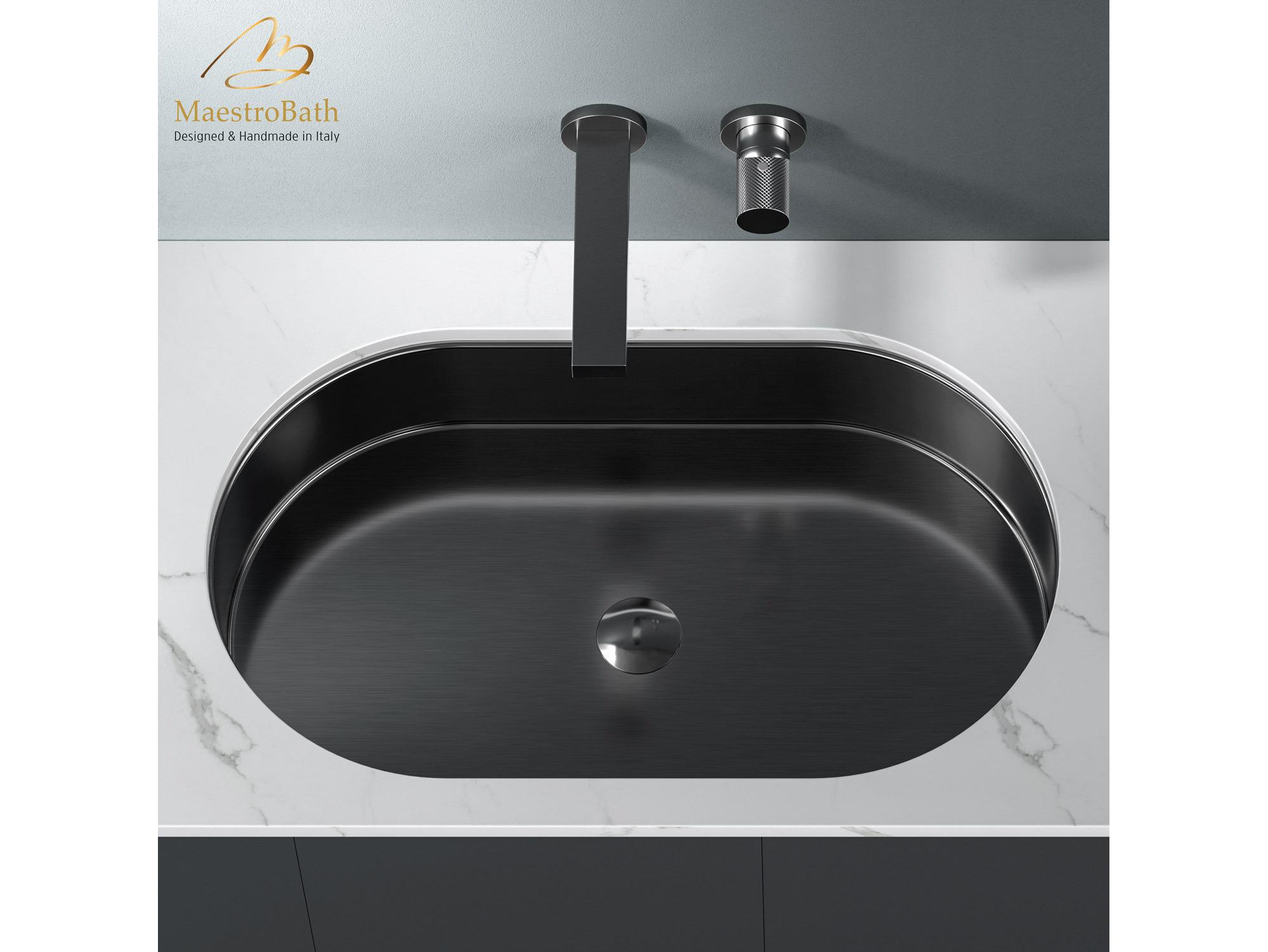 Maestro BathIllustra Modern Oval Under-Mount Sink  Gun Metal