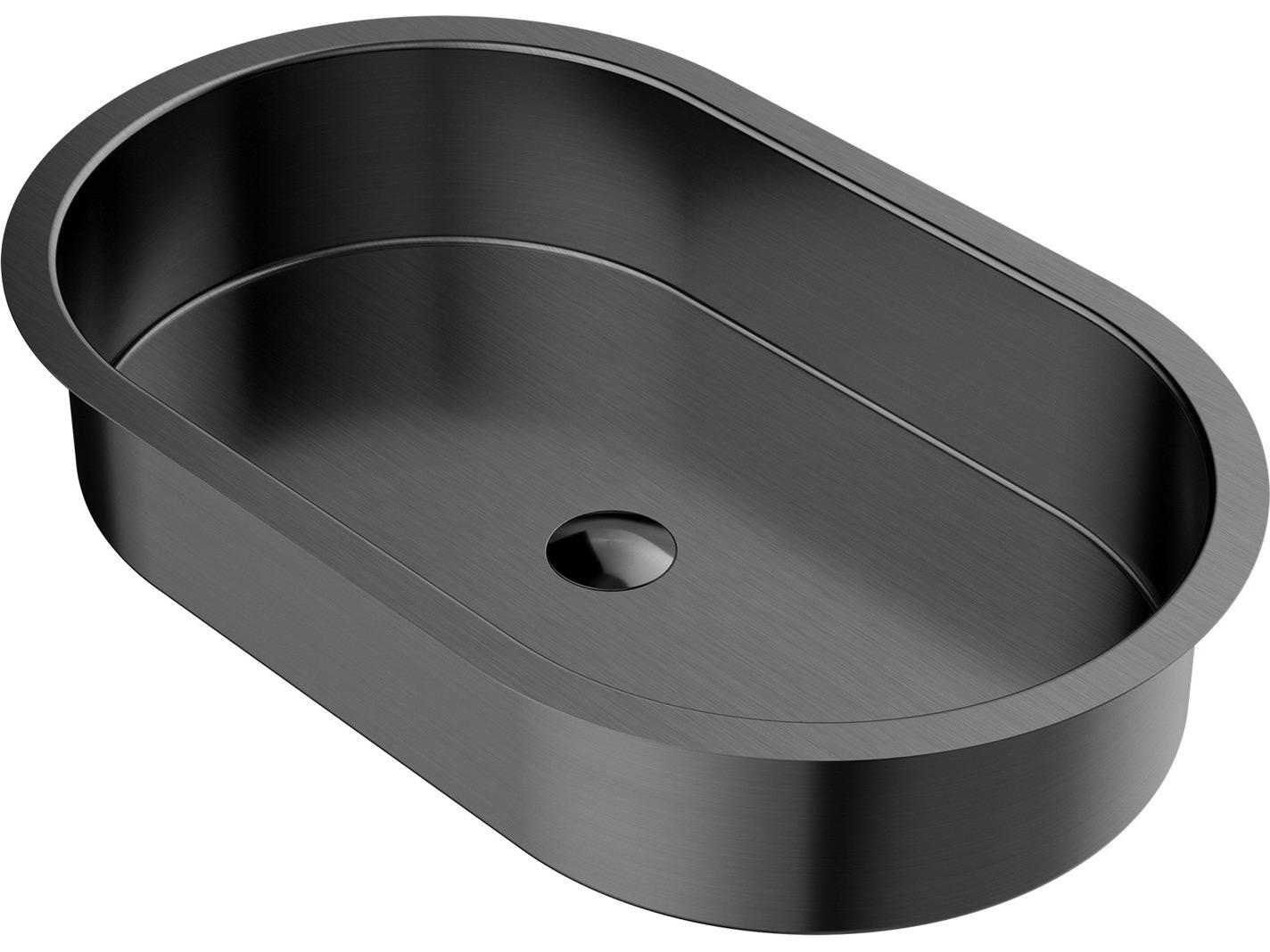 Maestro BathIllustra Modern Oval Under-Mount Sink  Gun Metal