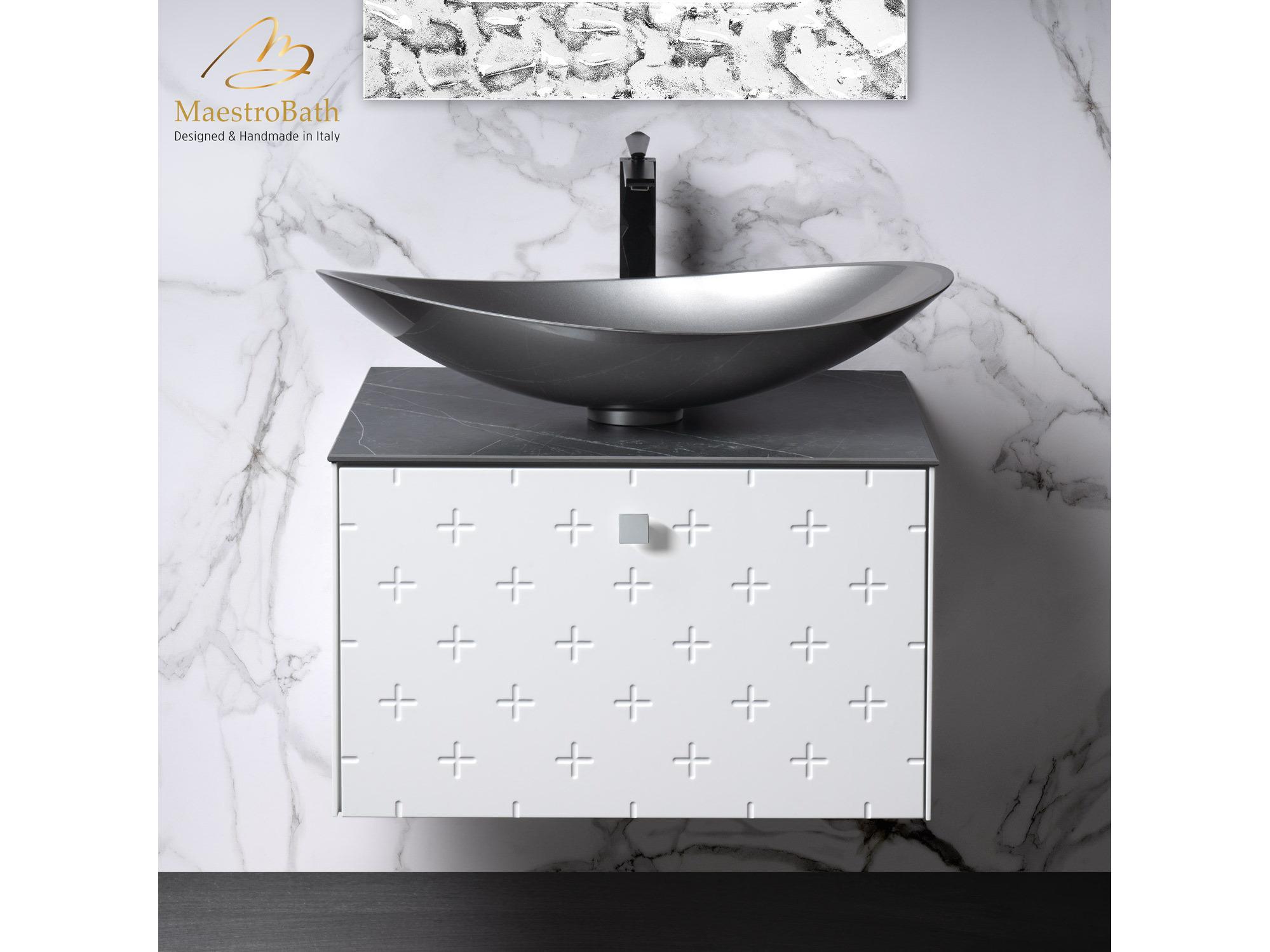 Maestro BathPoesia Modern Bathroom Vanity  White  24"