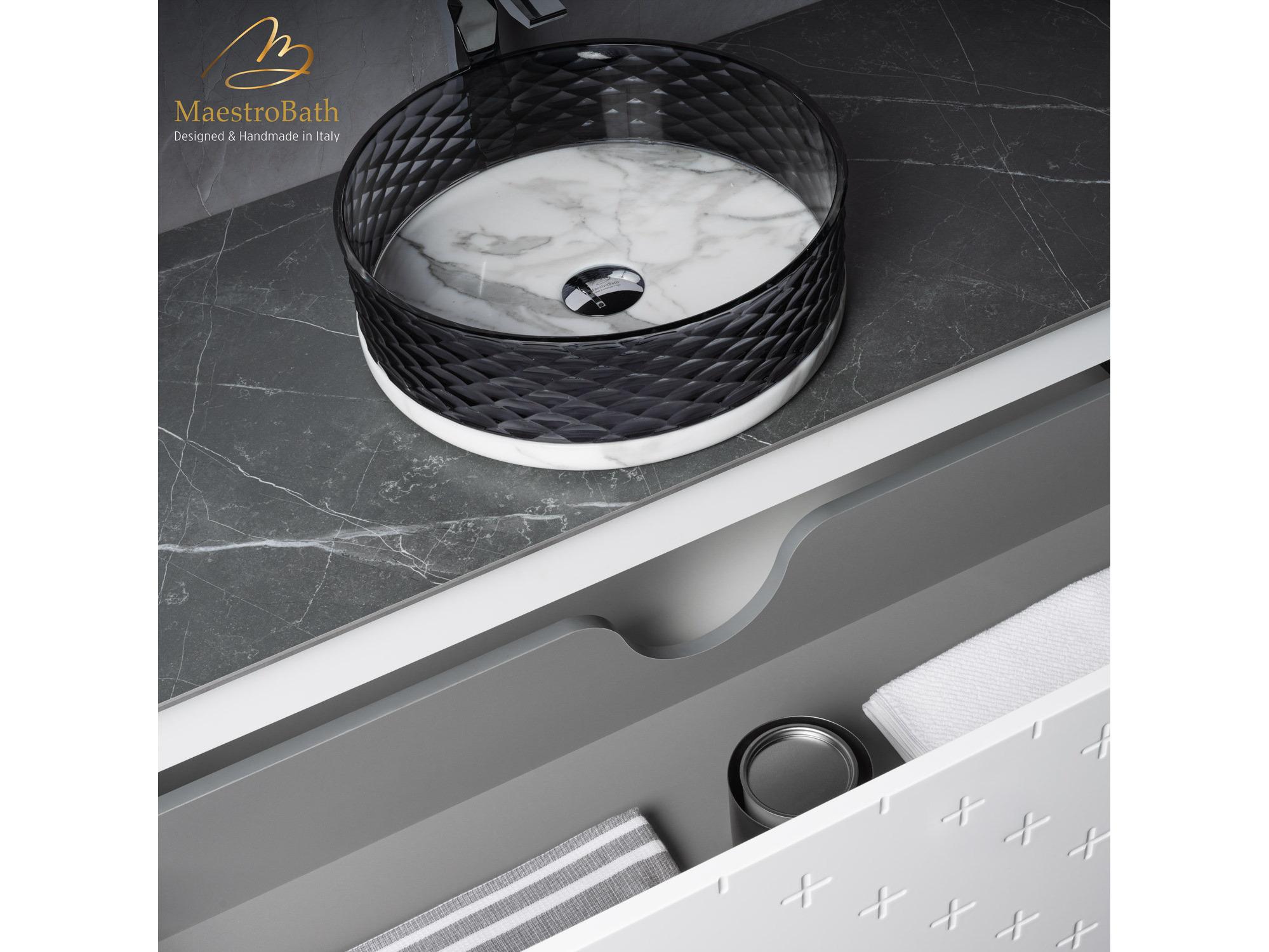 Maestro BathPoesia Modern Bathroom Vanity  White  48"