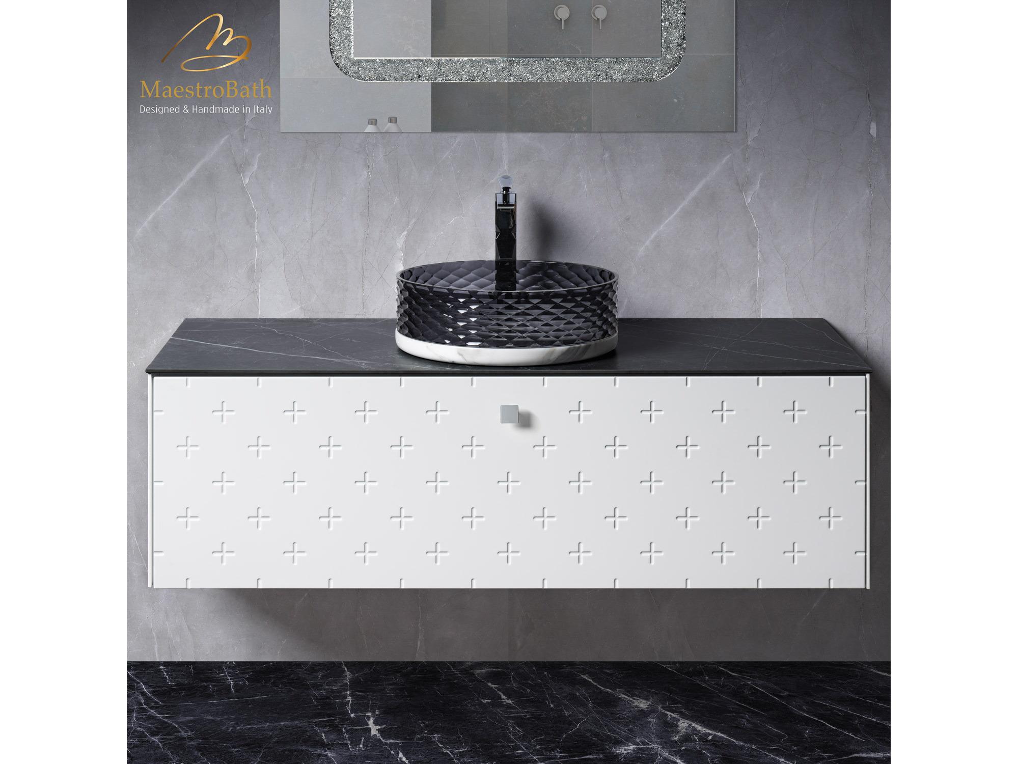 Maestro BathPoesia Modern Bathroom Vanity  White  48"