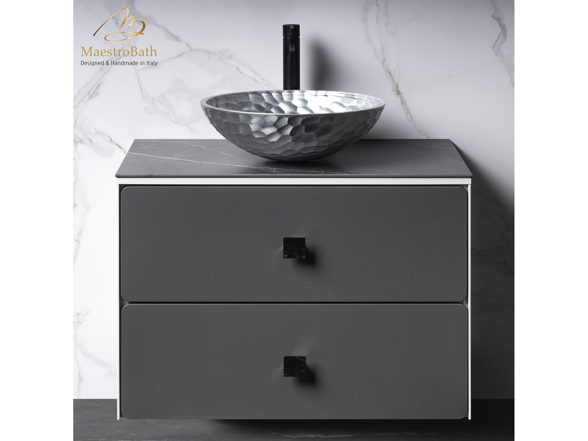 Maestro BathNirvana Modern Bathroom Vanity  White And Silver  32"
