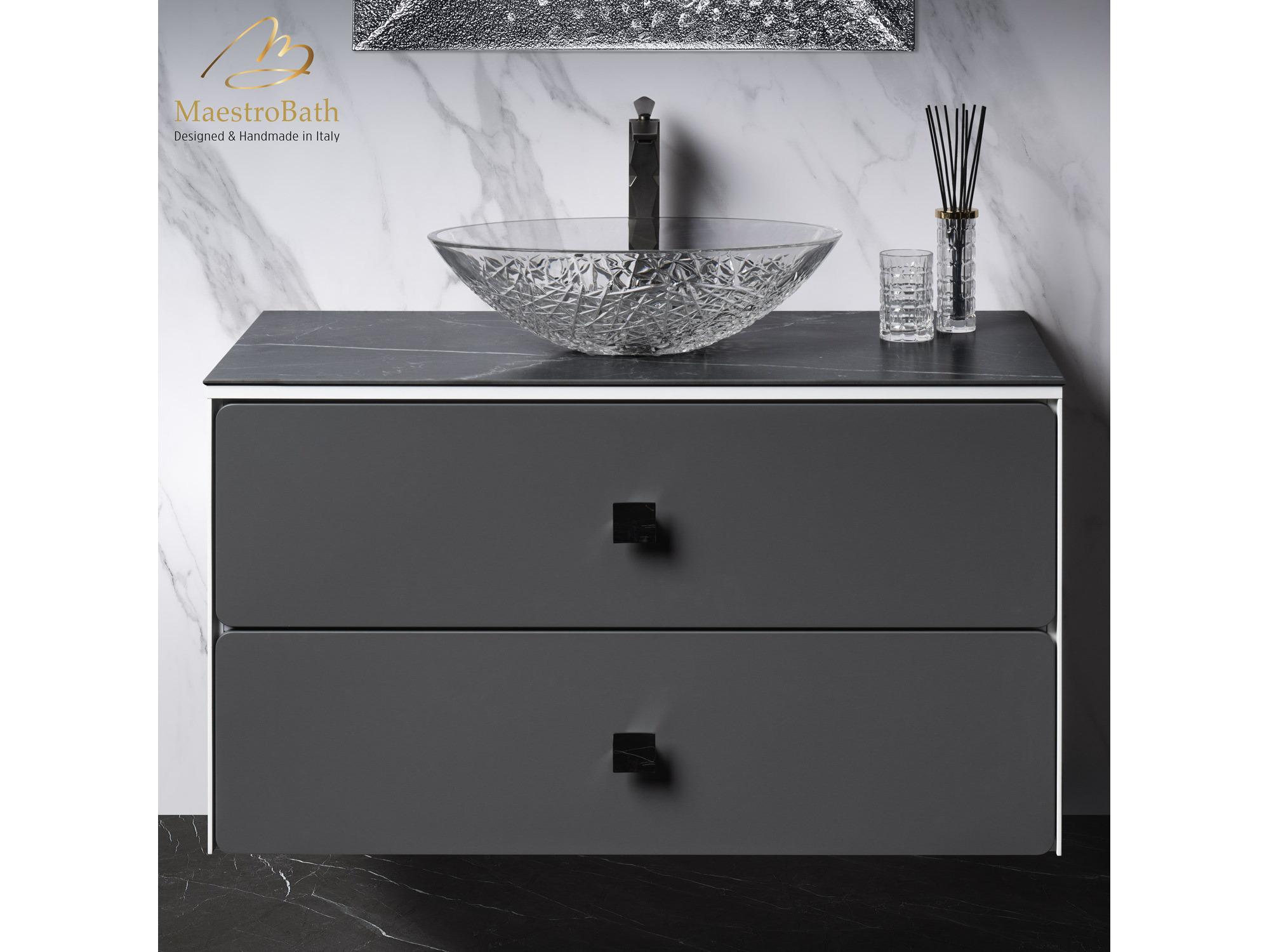 Maestro BathNirvana Modern Bathroom Vanity  White And Silver  40"