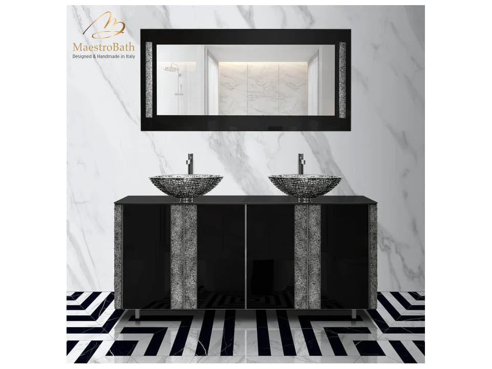 Maestro BathQuiete Principe Luxury Crystal Vetro Double Vanity