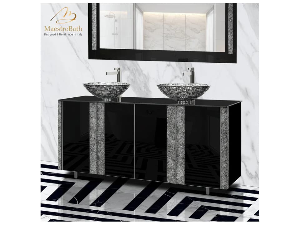 Maestro BathQuiete Principe Luxury Crystal Vetro Double Vanity