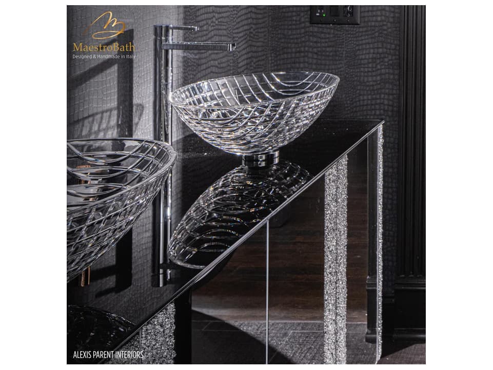 Maestro BathQuiete Principe Luxury Crystal Vetro Double Vanity