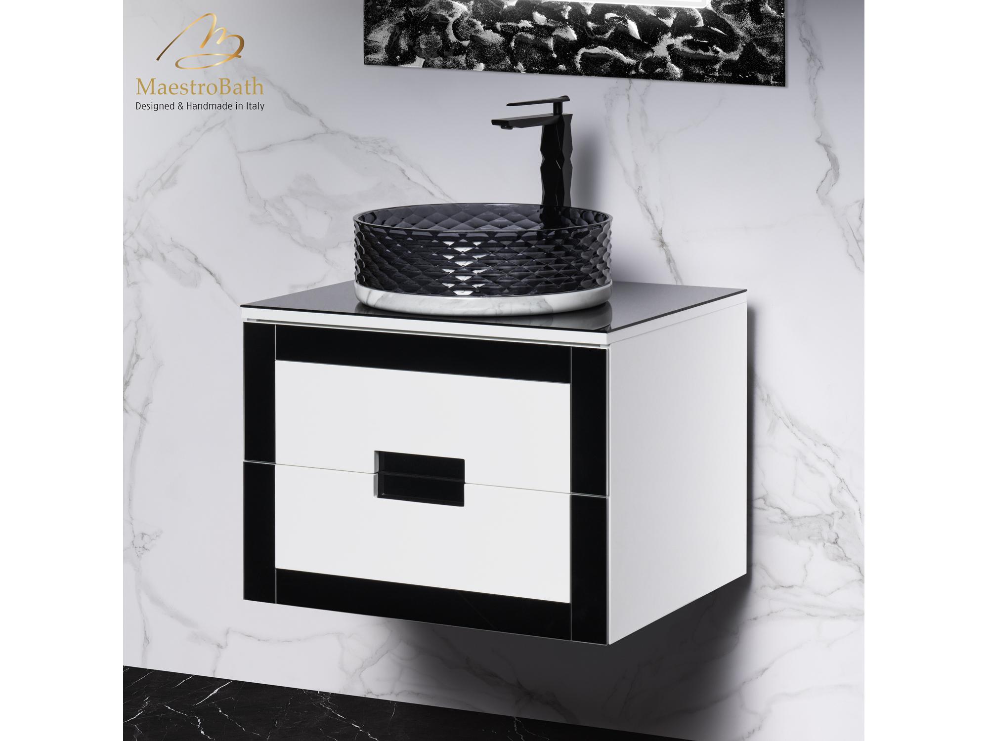 Maestro BathEleganza Luxury Bathroom Vanity  Black And White  24