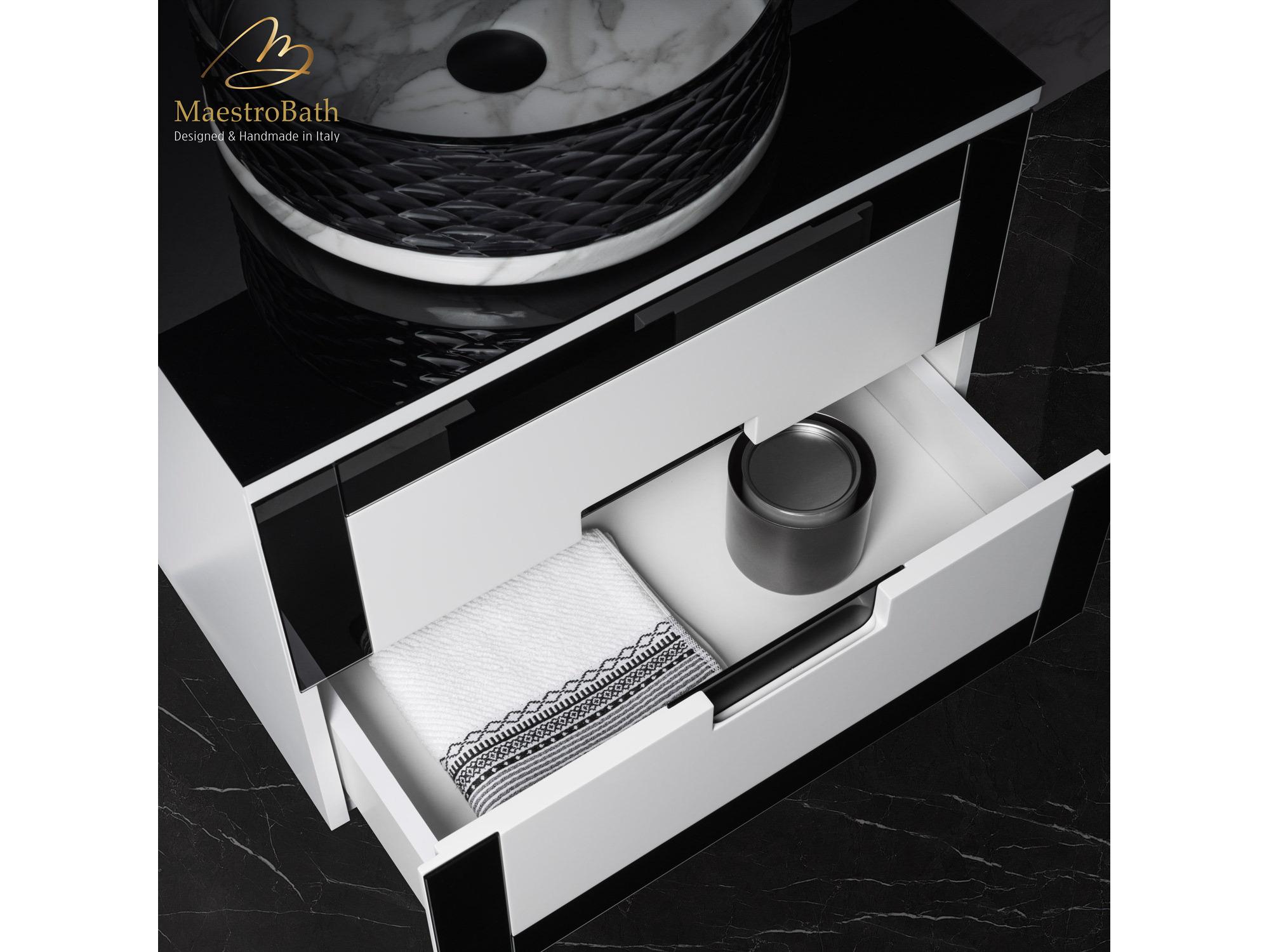 Maestro BathEleganza Luxury Bathroom Vanity  Black And White  24