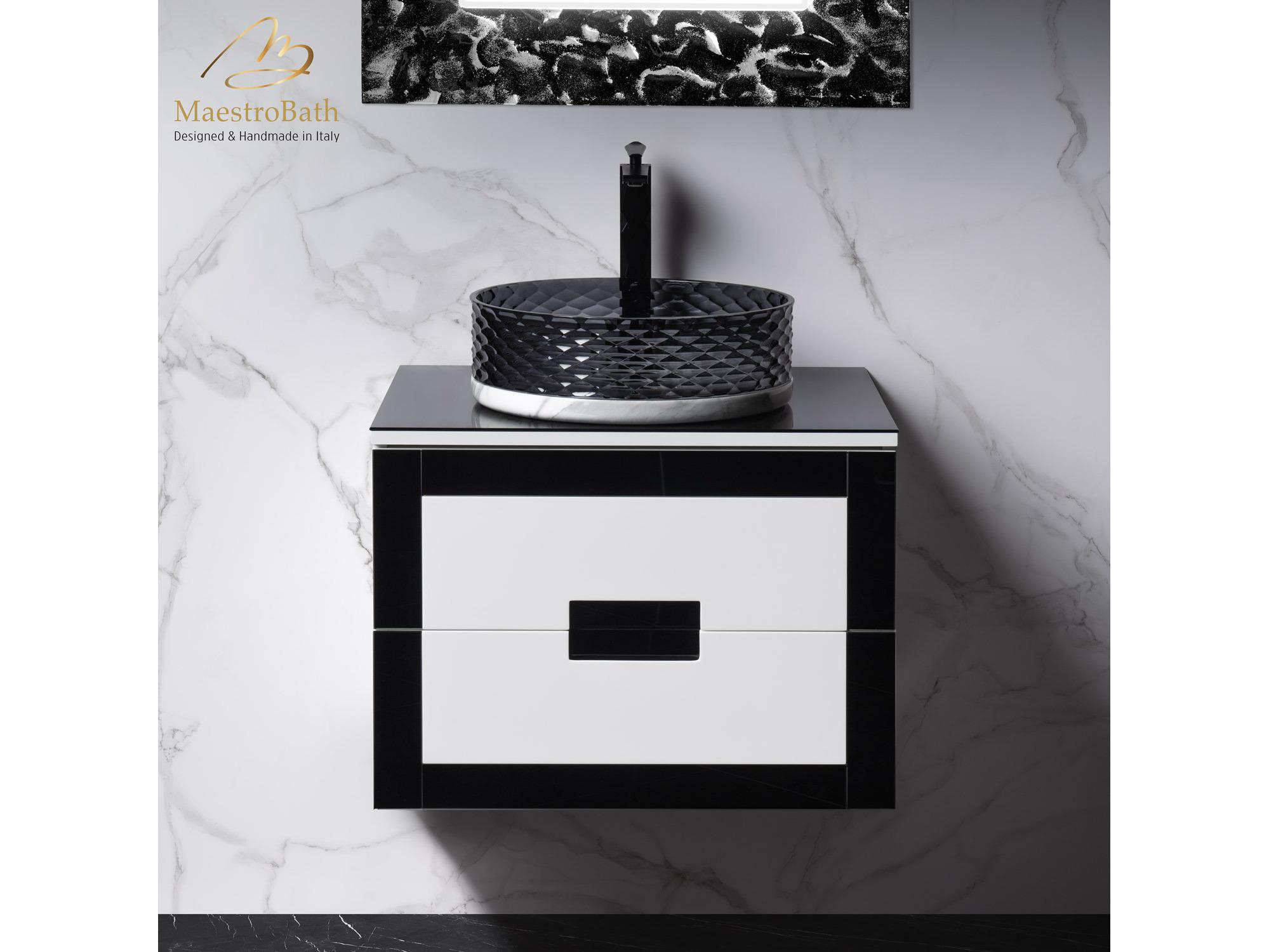 Maestro BathEleganza Luxury Bathroom Vanity  Black And White  24