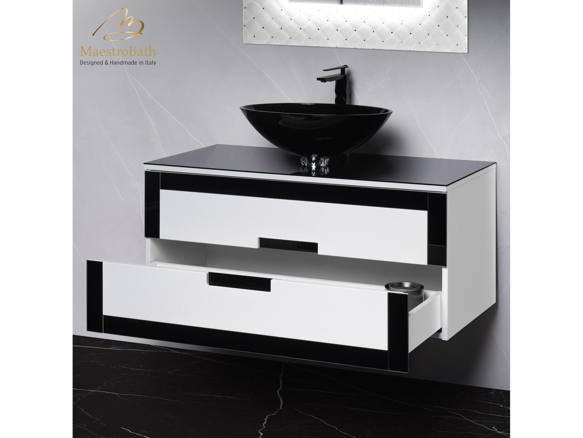 Maestro BathEleganza Luxury Bathroom Vanity  Black And White  40