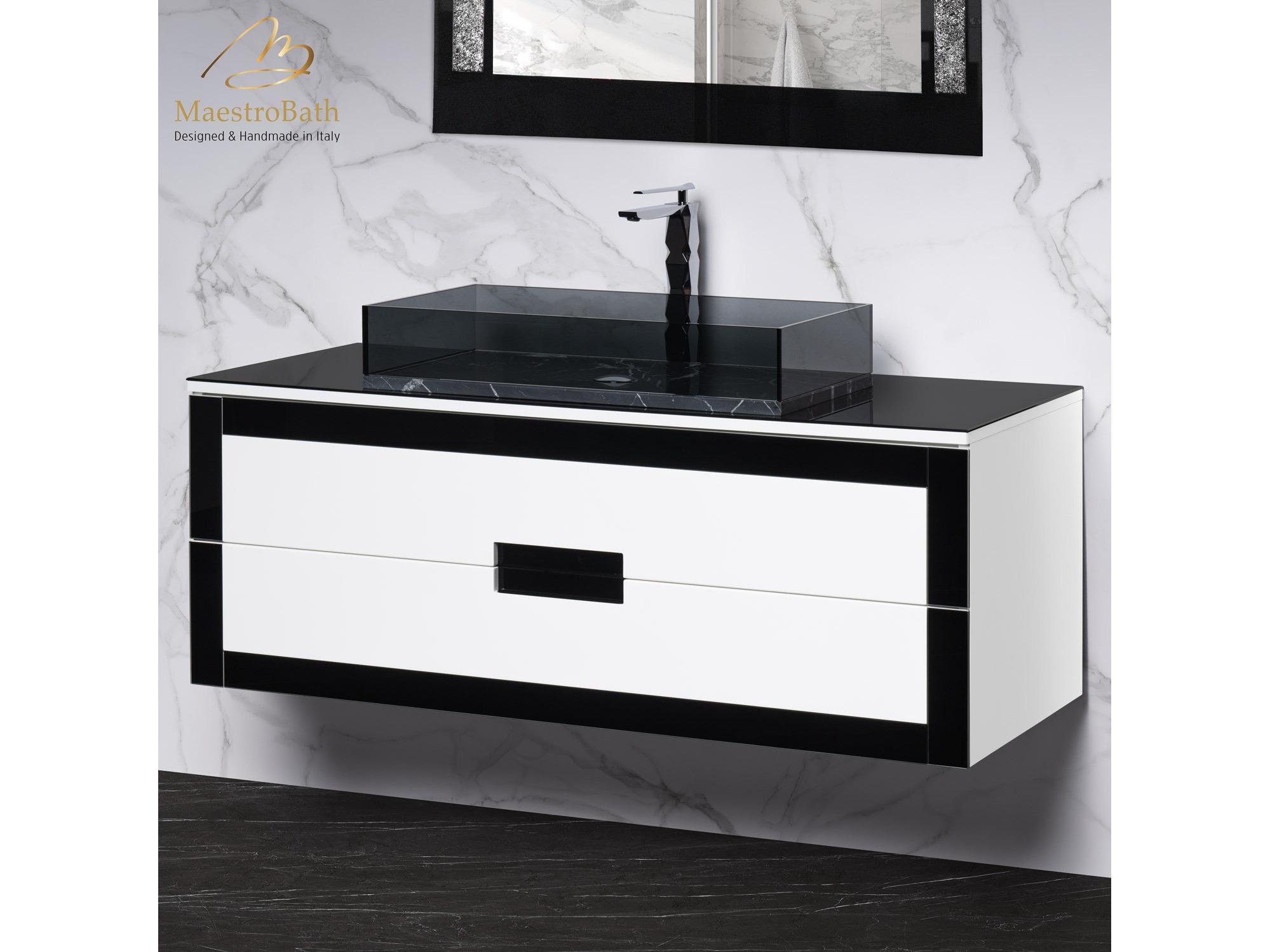 Maestro BathEleganza Luxury Bathroom Vanity  Black And White  48"